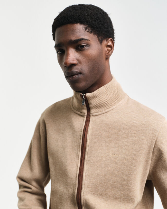 Sacker Rib Strickjacke mit Rei&szlig;verschluss