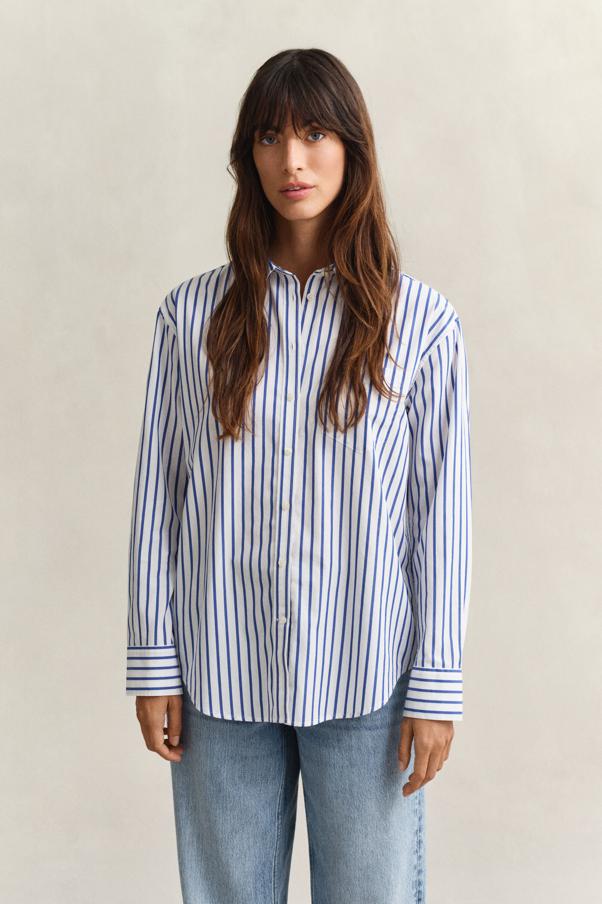 Relaxed Fit Classic Popeline-Bluse mit Streifen