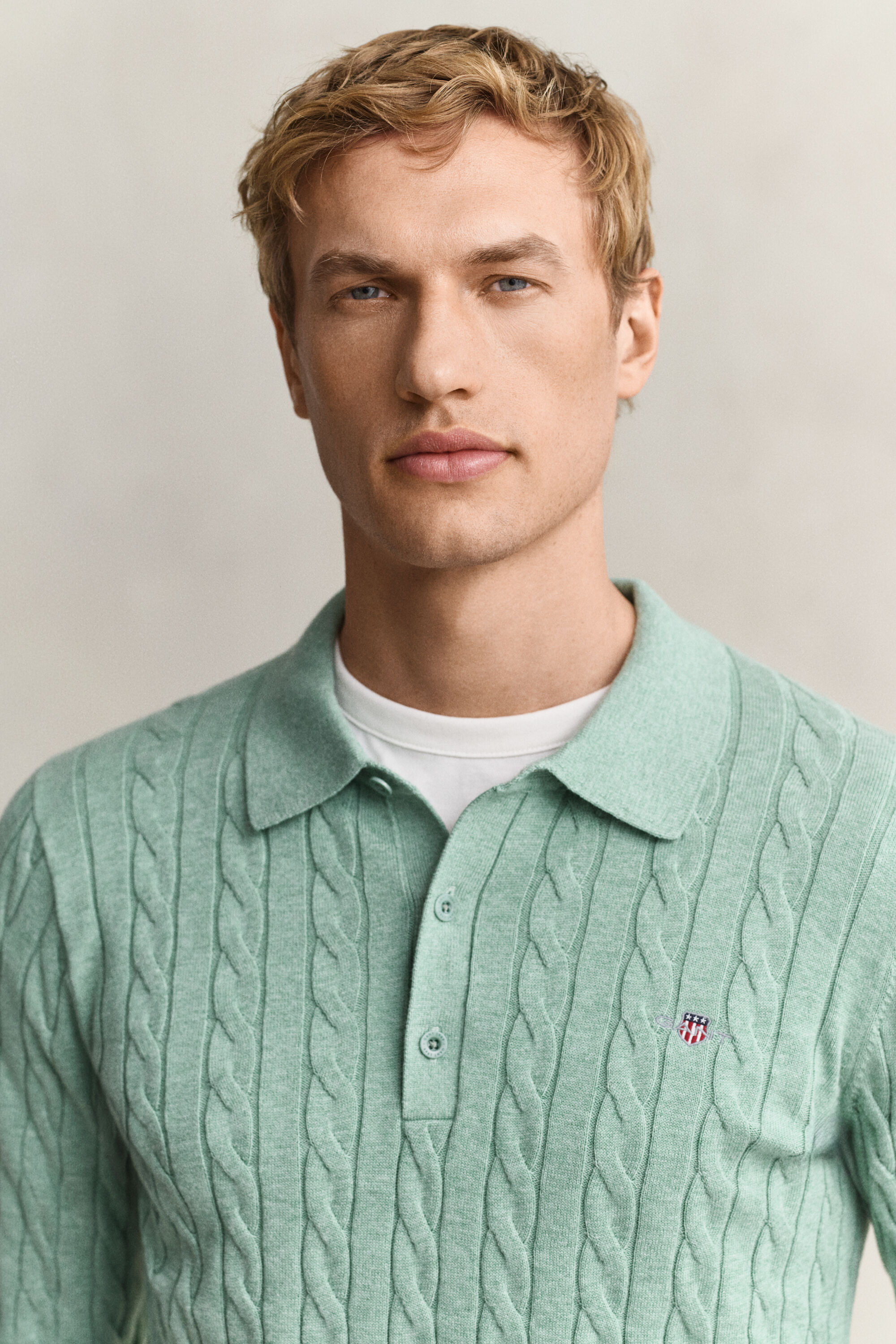Zopfstrick Polopullover aus Baumwolle