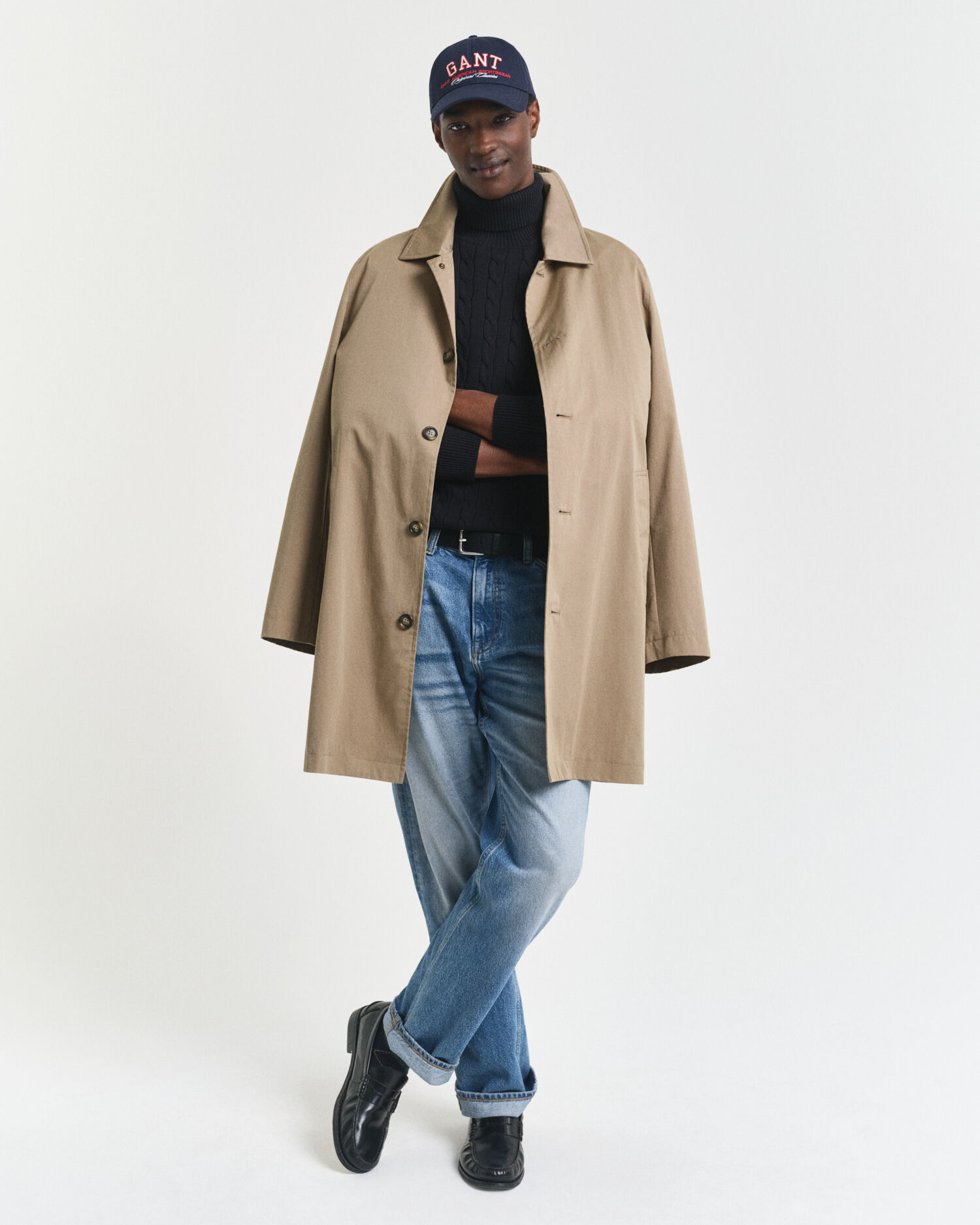 Zopfstrick Rollkragenpullover aus Baumwolle