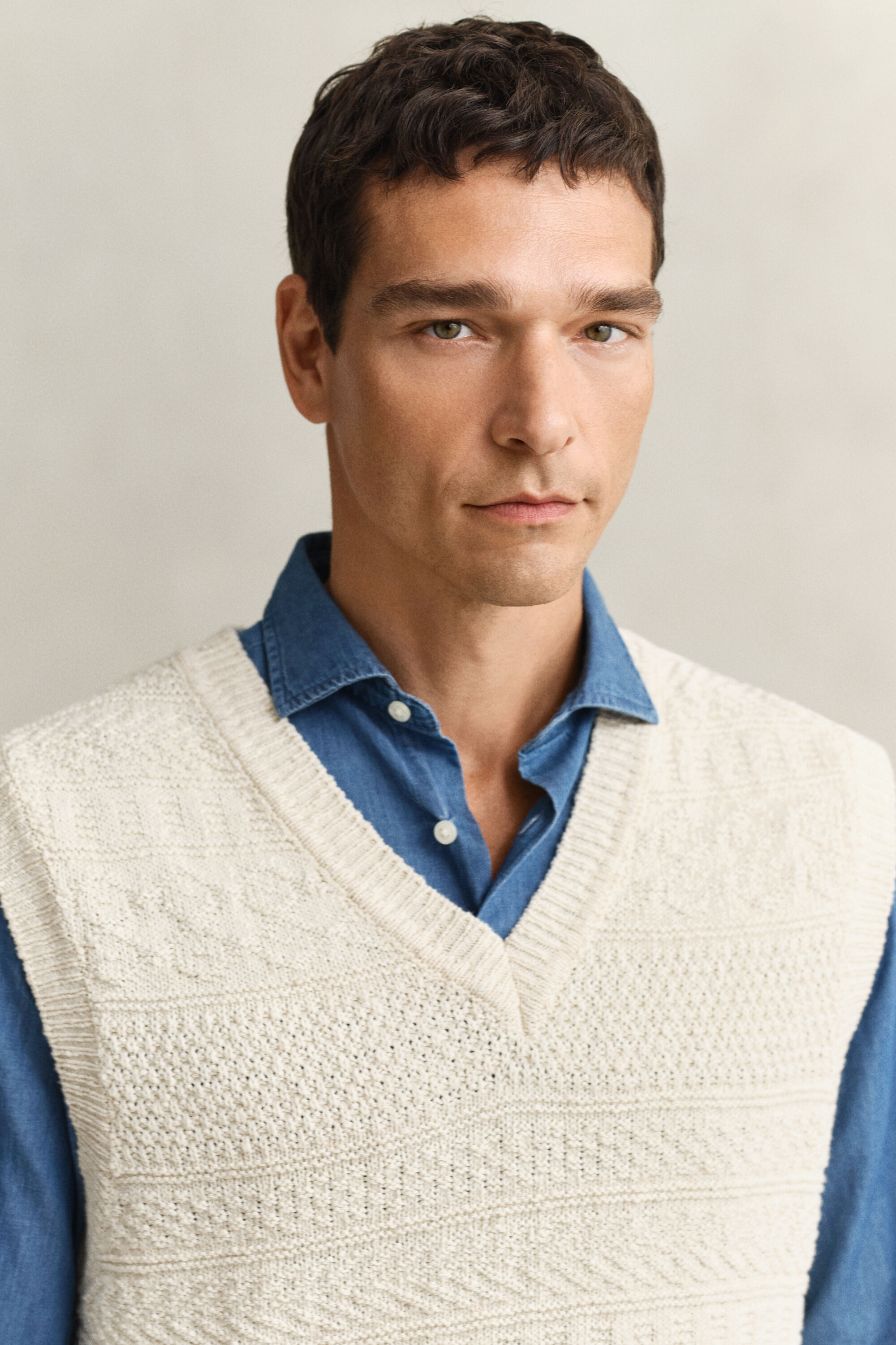 Pullunder aus strukturiertem Baumwollmix