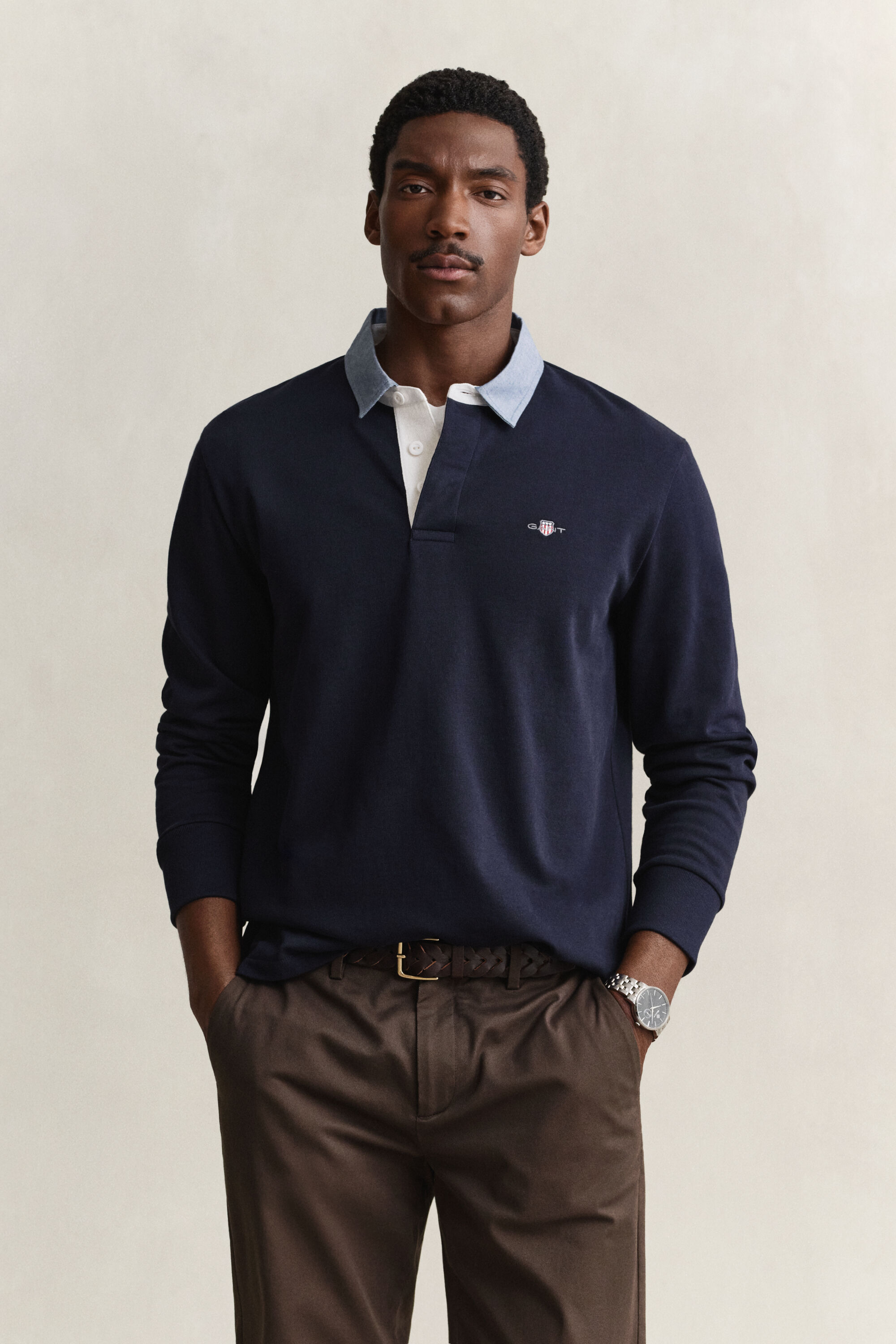 Heavy Rugger mit Chambray-Kragen