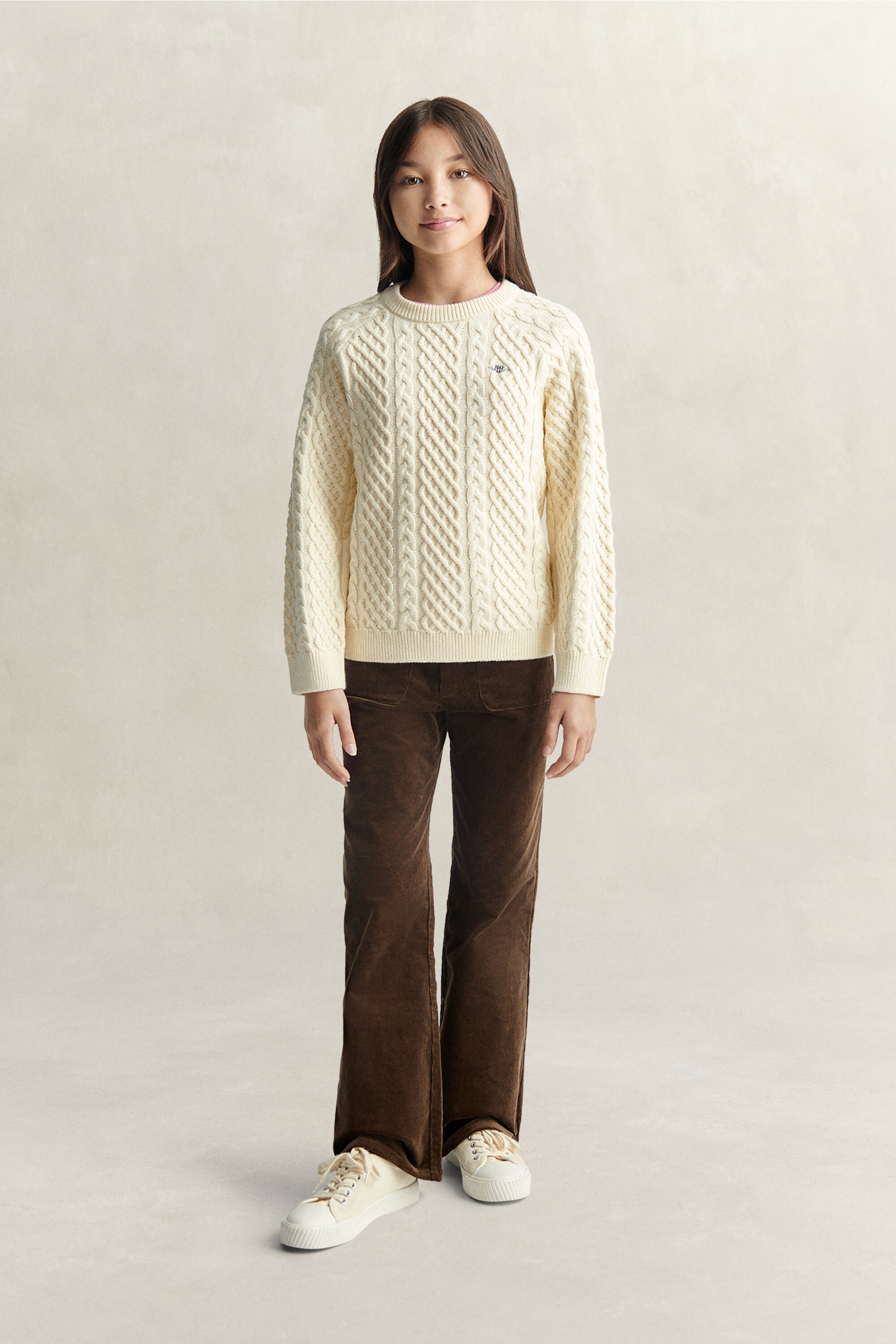 Teen Girls Pullover mit Zopfmuster