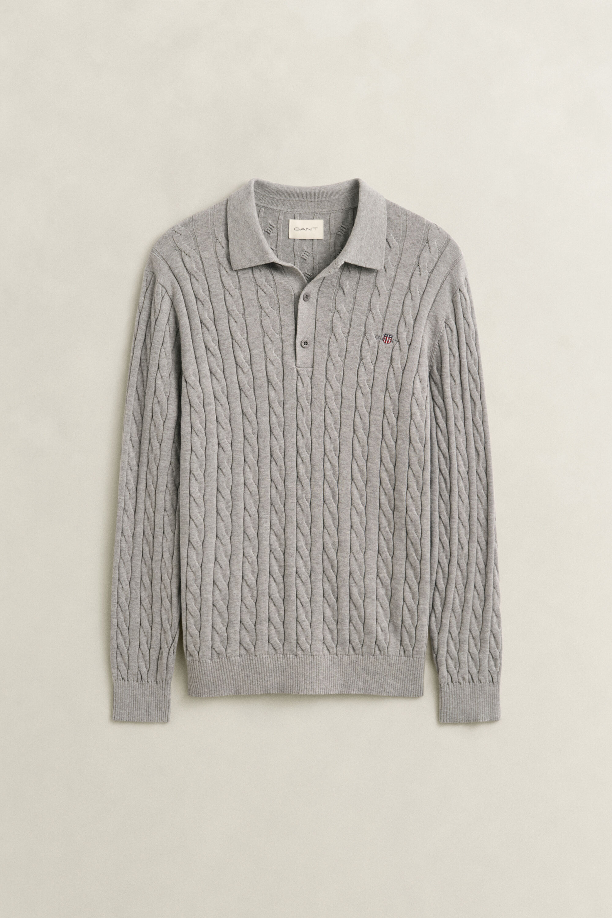 Zopfstrick Polopullover aus Baumwolle
