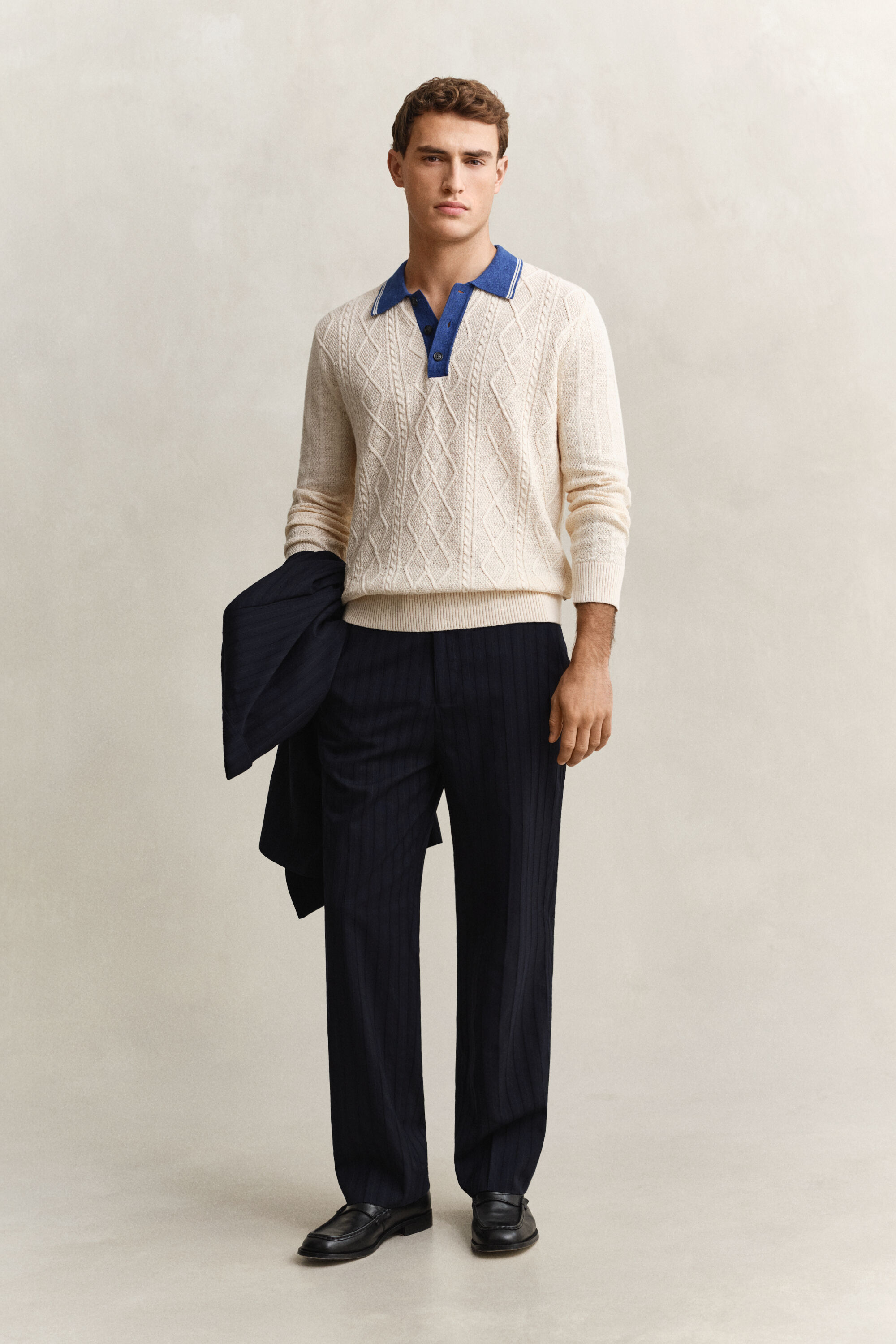 Zopfstrick Polopullover