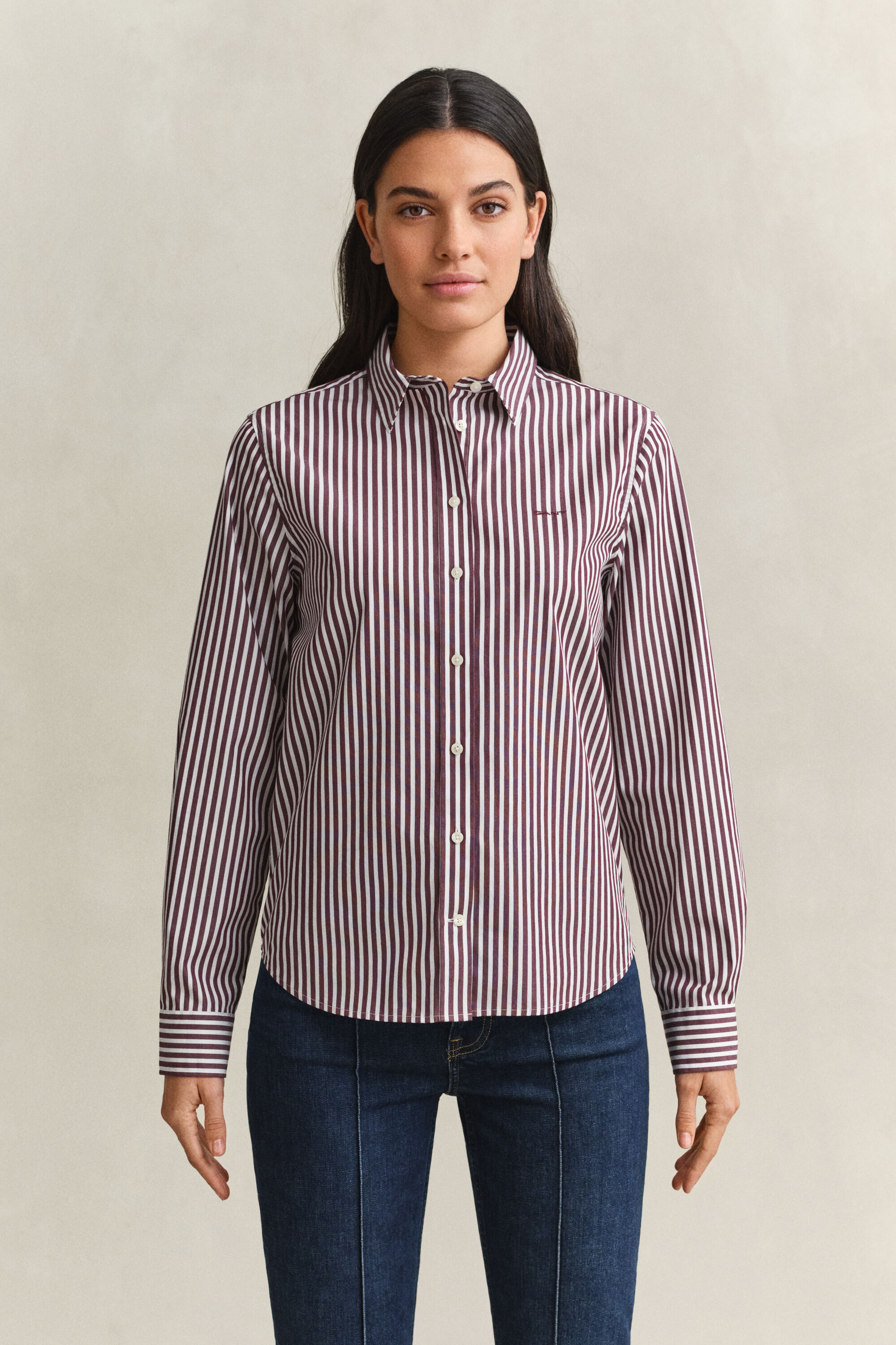 Regular Fit Classic Popeline-Bluse mit Streifen