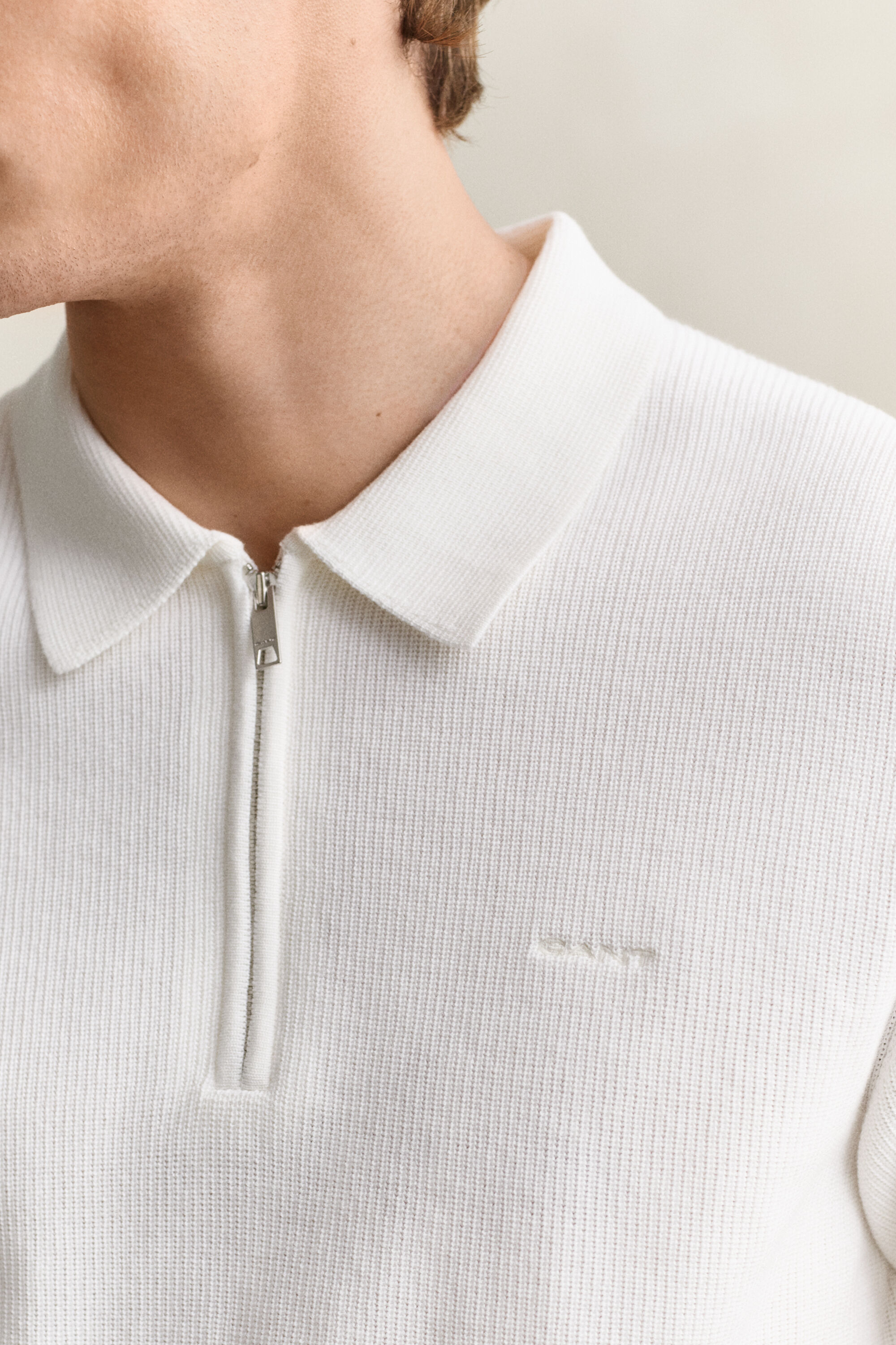 Gerippter Polopullover aus Baumwolle
