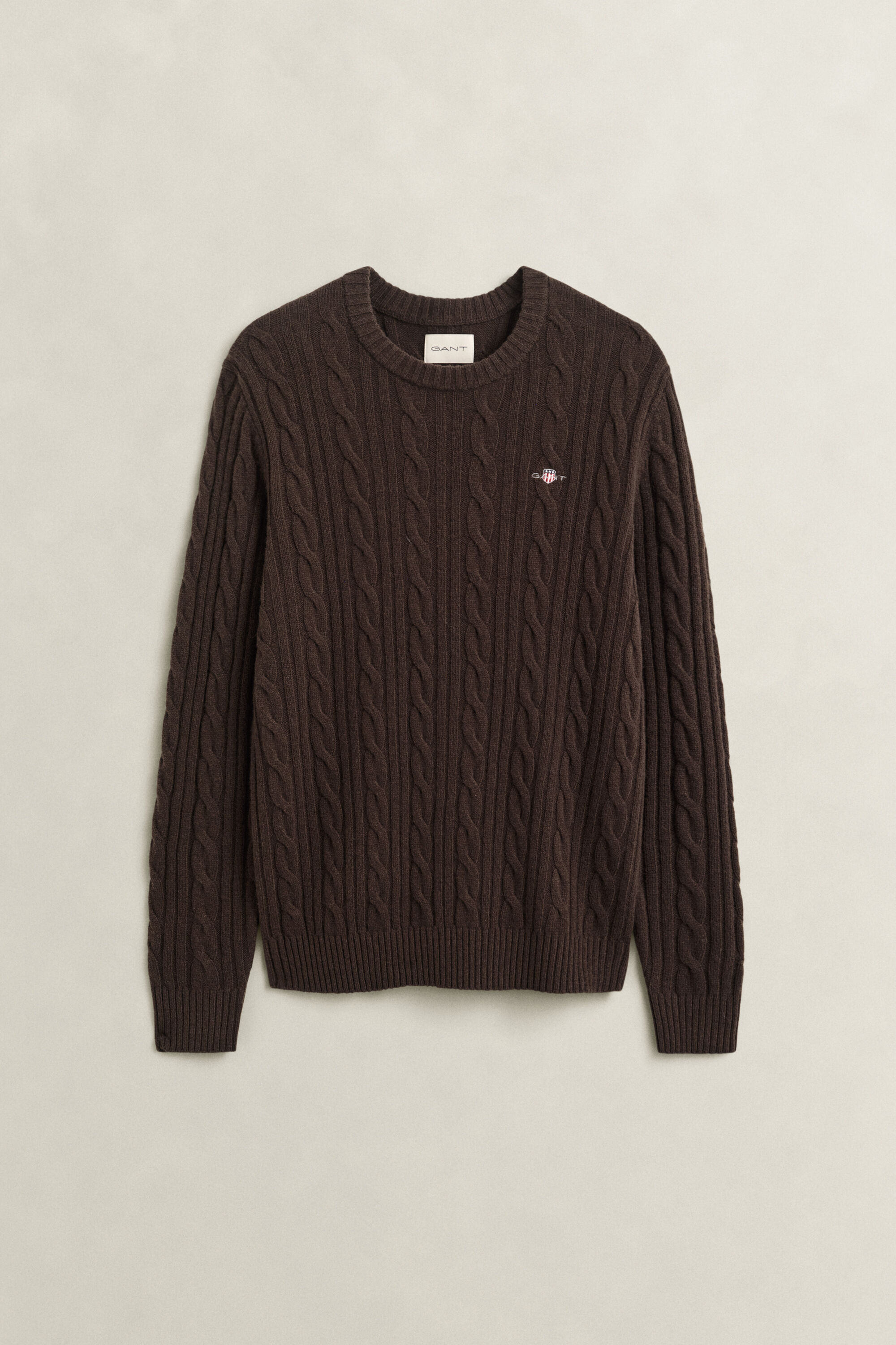 Lambswool Zopfstrick Rundhalspullover