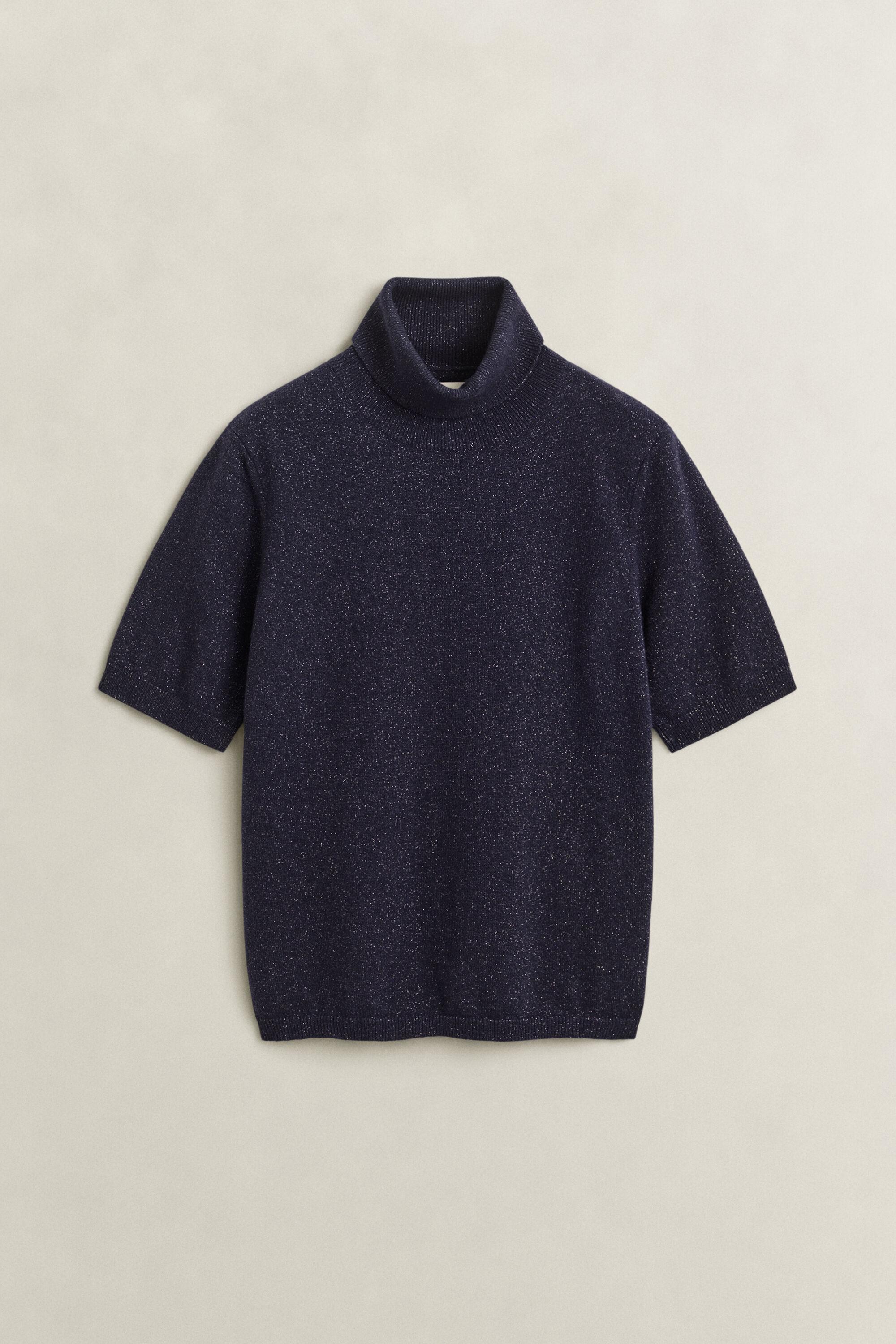Rollkragenpullover aus Metallic-Wollgemisch