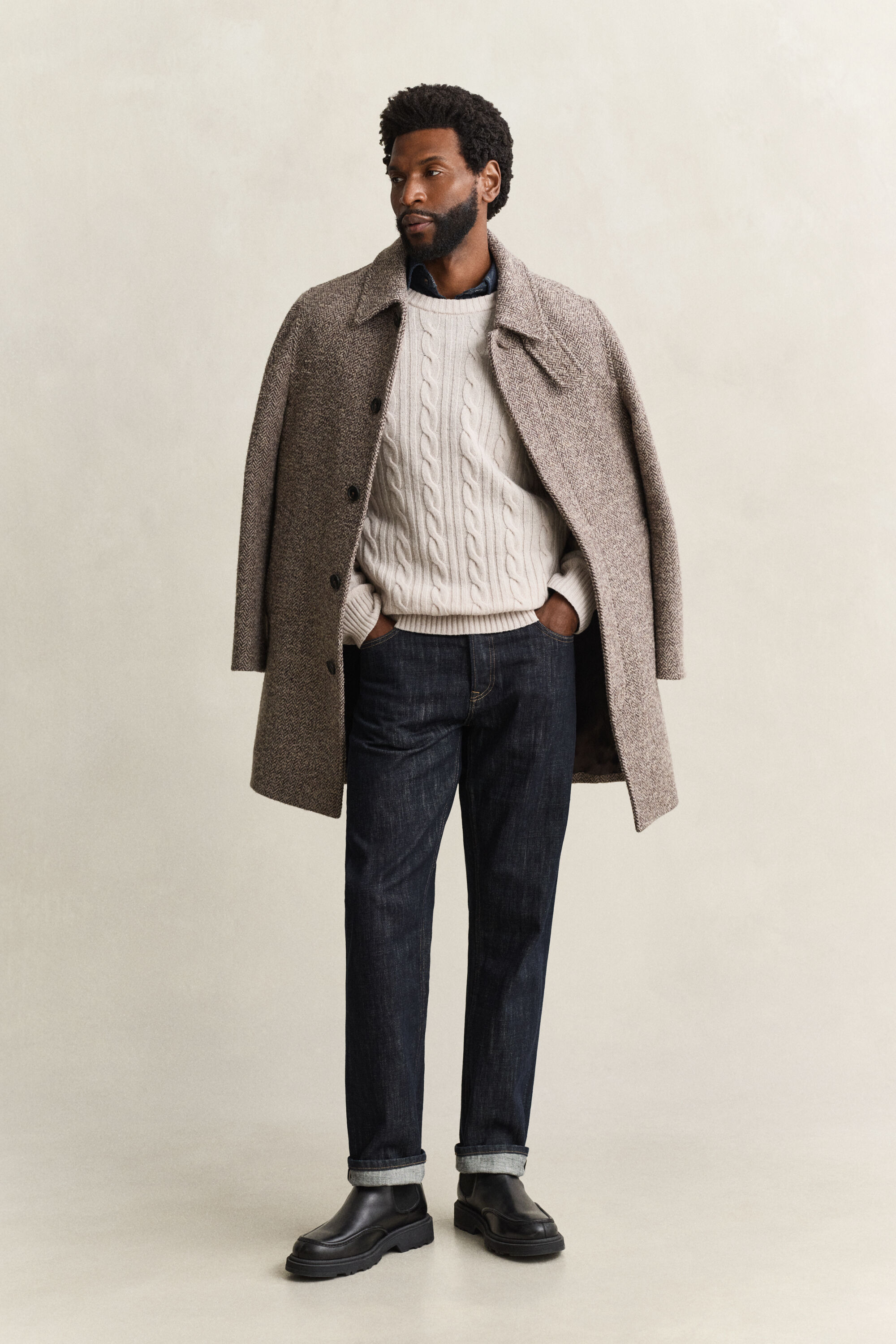 Lambswool Zopfstrick Rundhalspullover