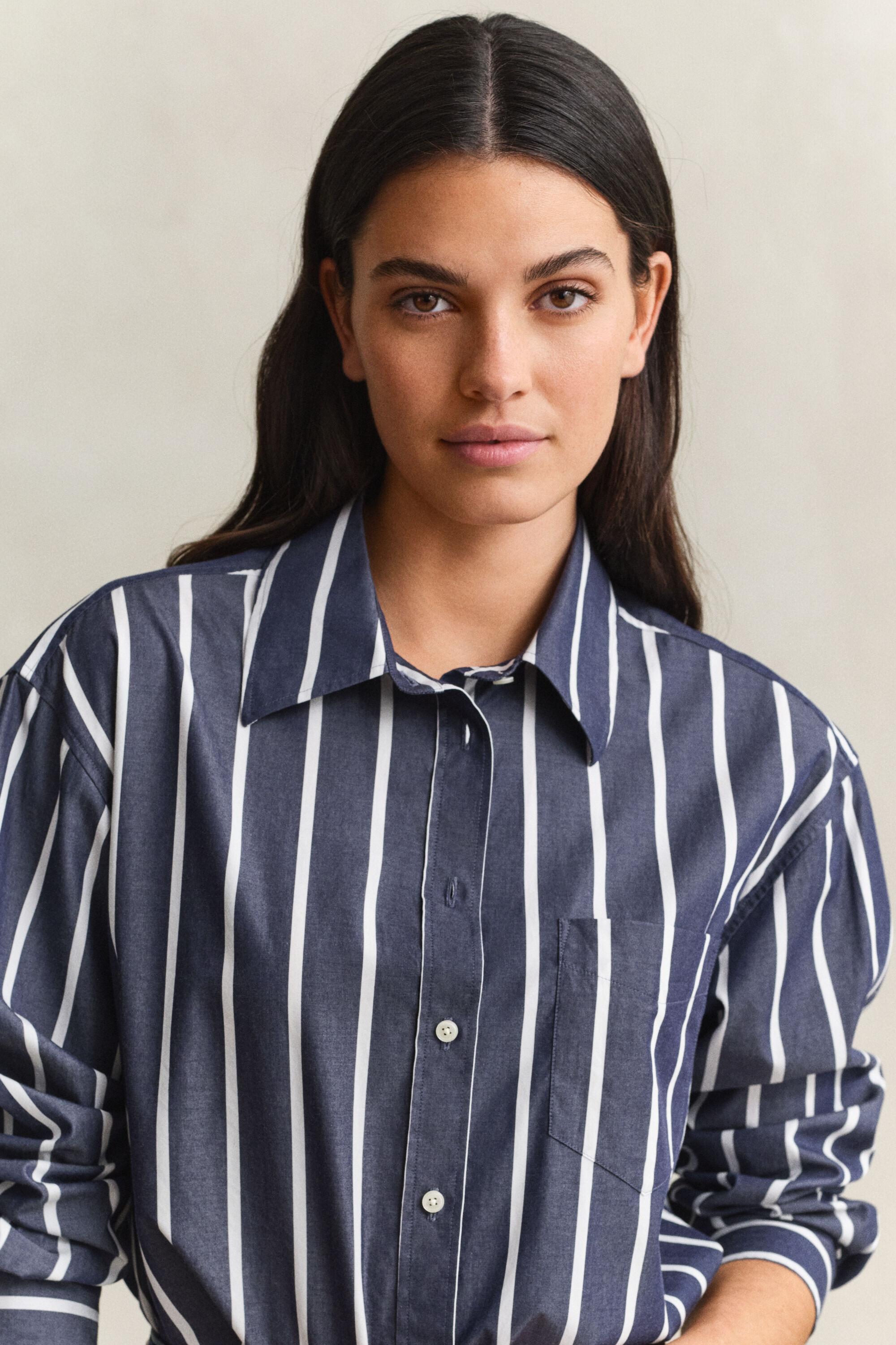 Relaxed Fit Classic Popeline-Bluse mit Streifen