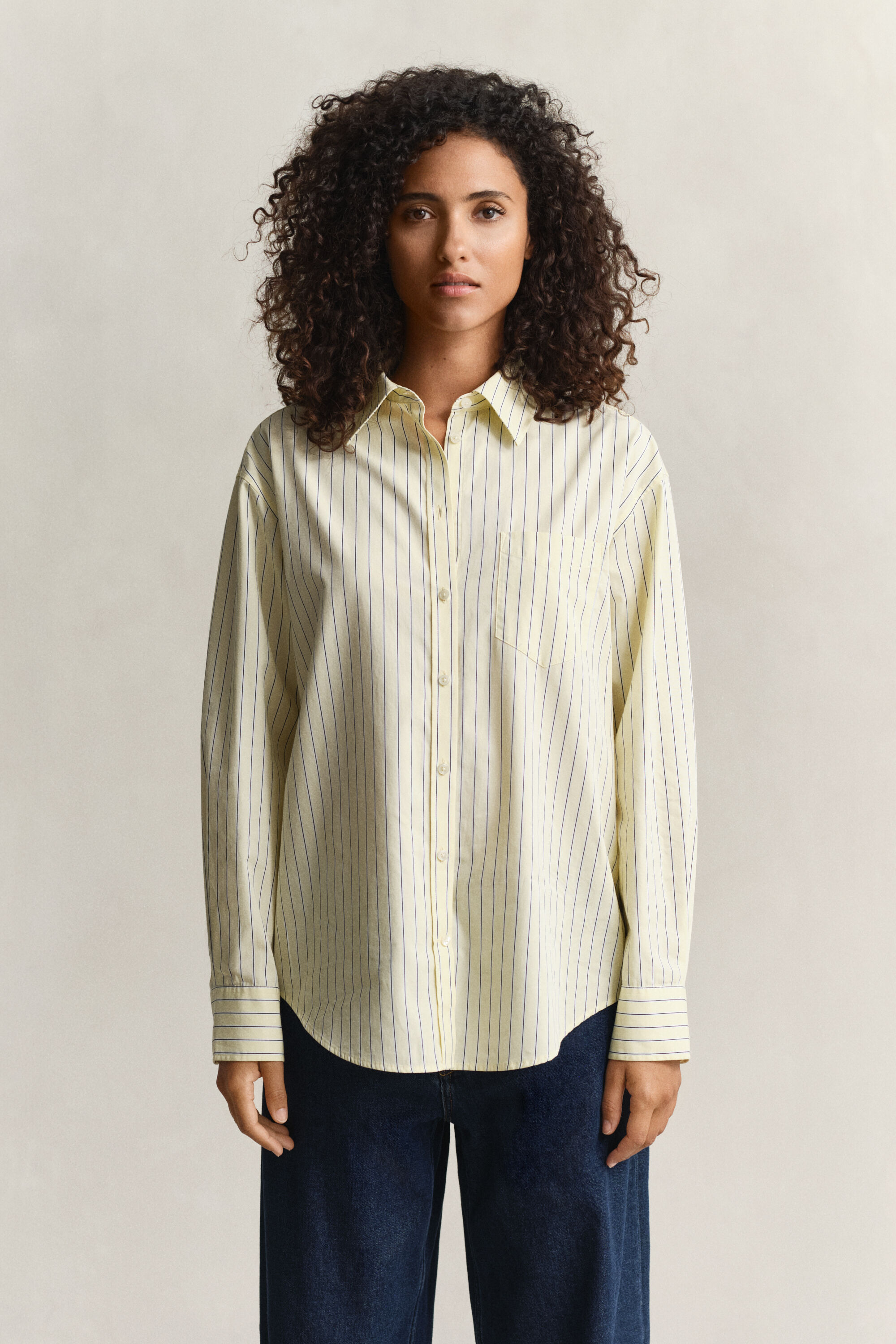 Relaxed Fit Popeline Bluse mit Streifen