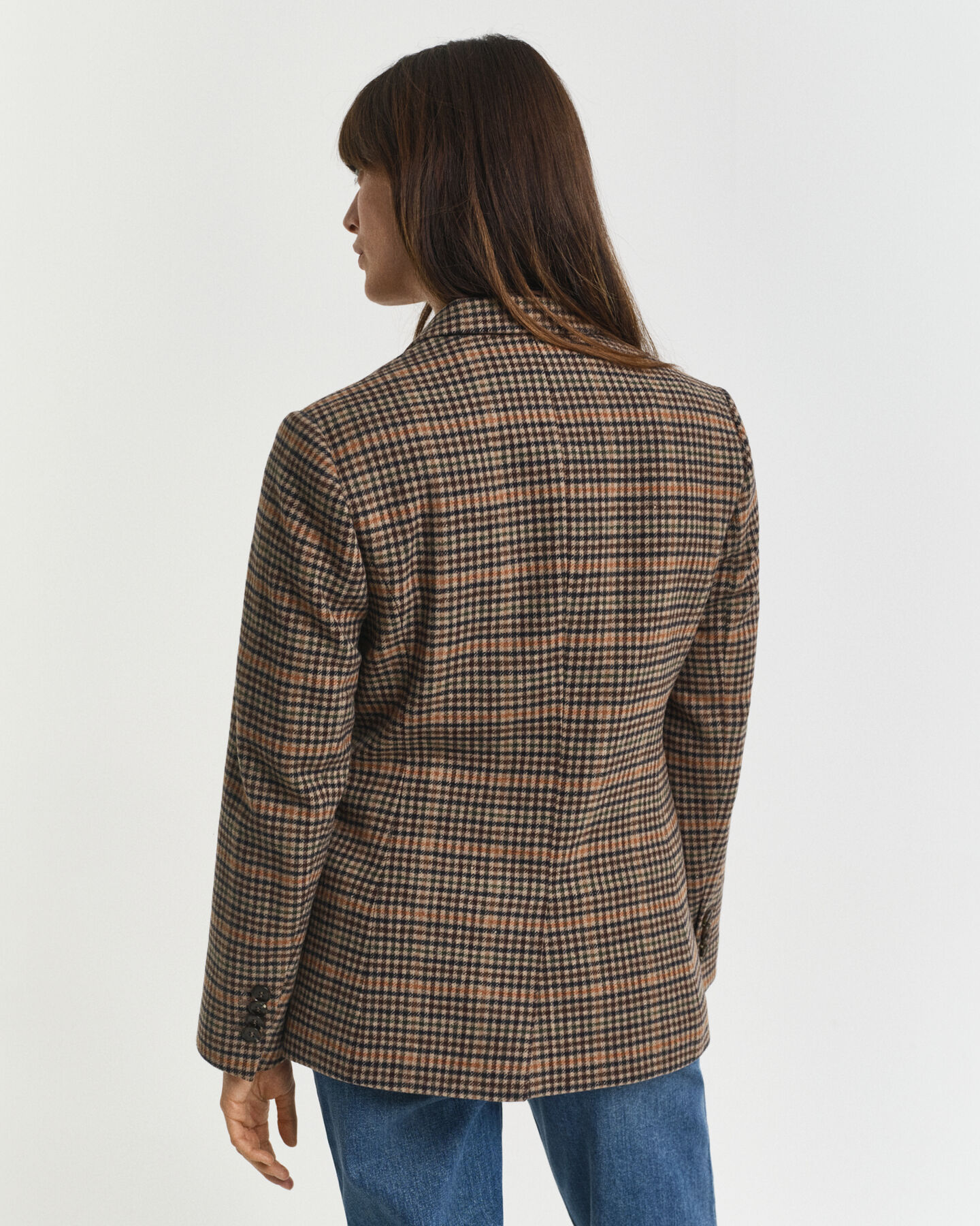 Regular Fit Houndstooth Blazer aus Wolle