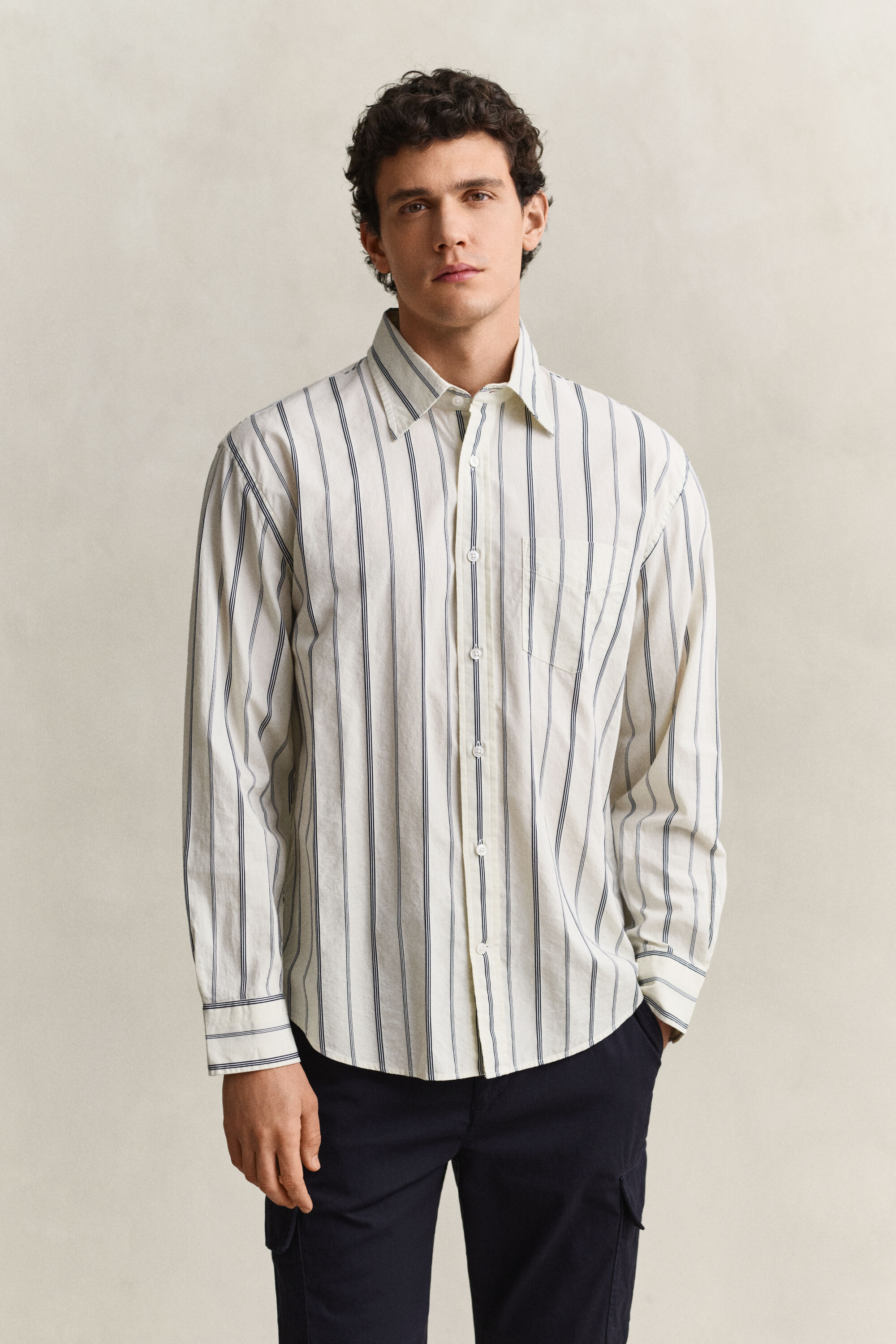 Relaxed Fit Dobby Stripe Hemd