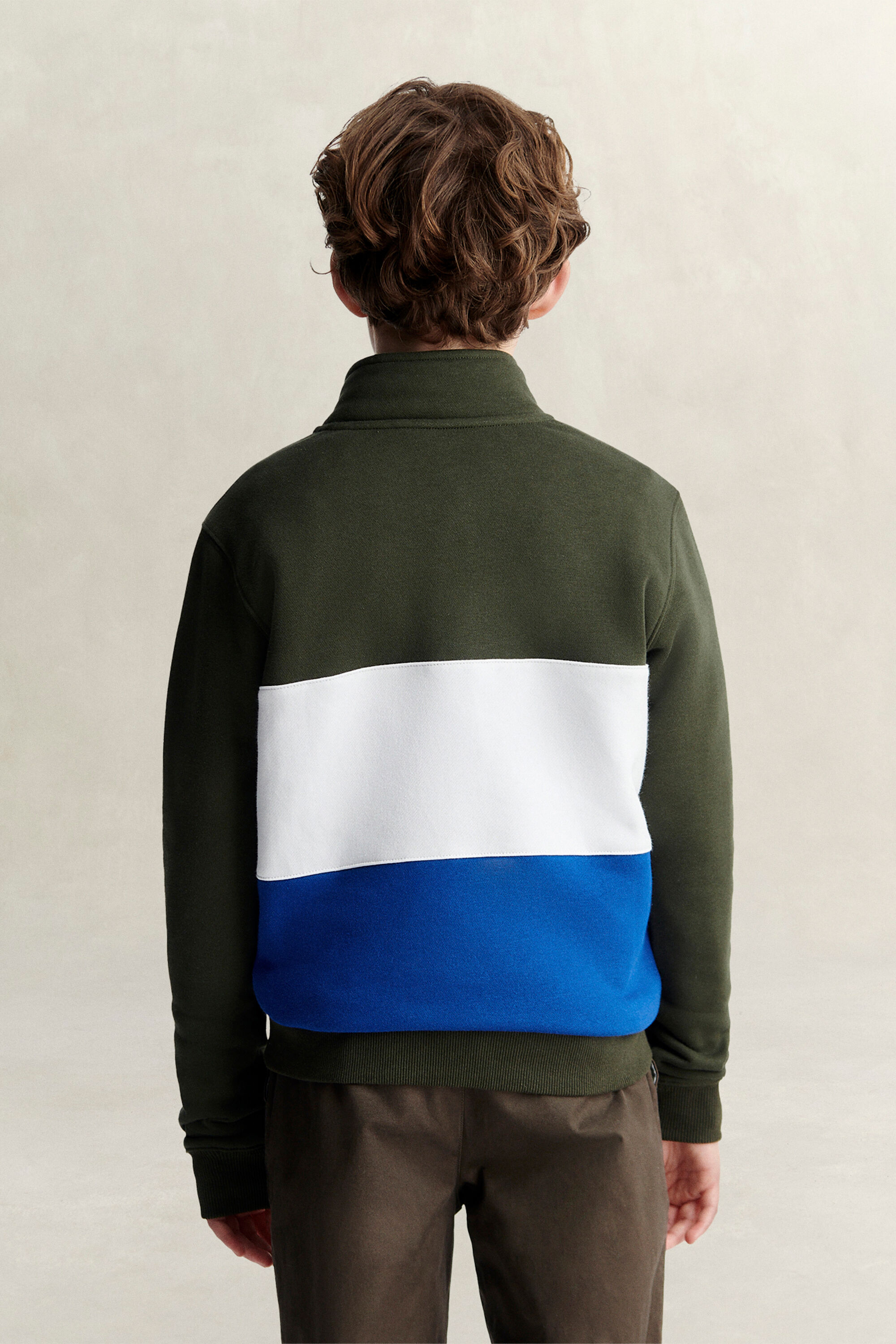 Teen Boys Sweatshirt mit Reißverschlusskragen im Blockfarbendesign