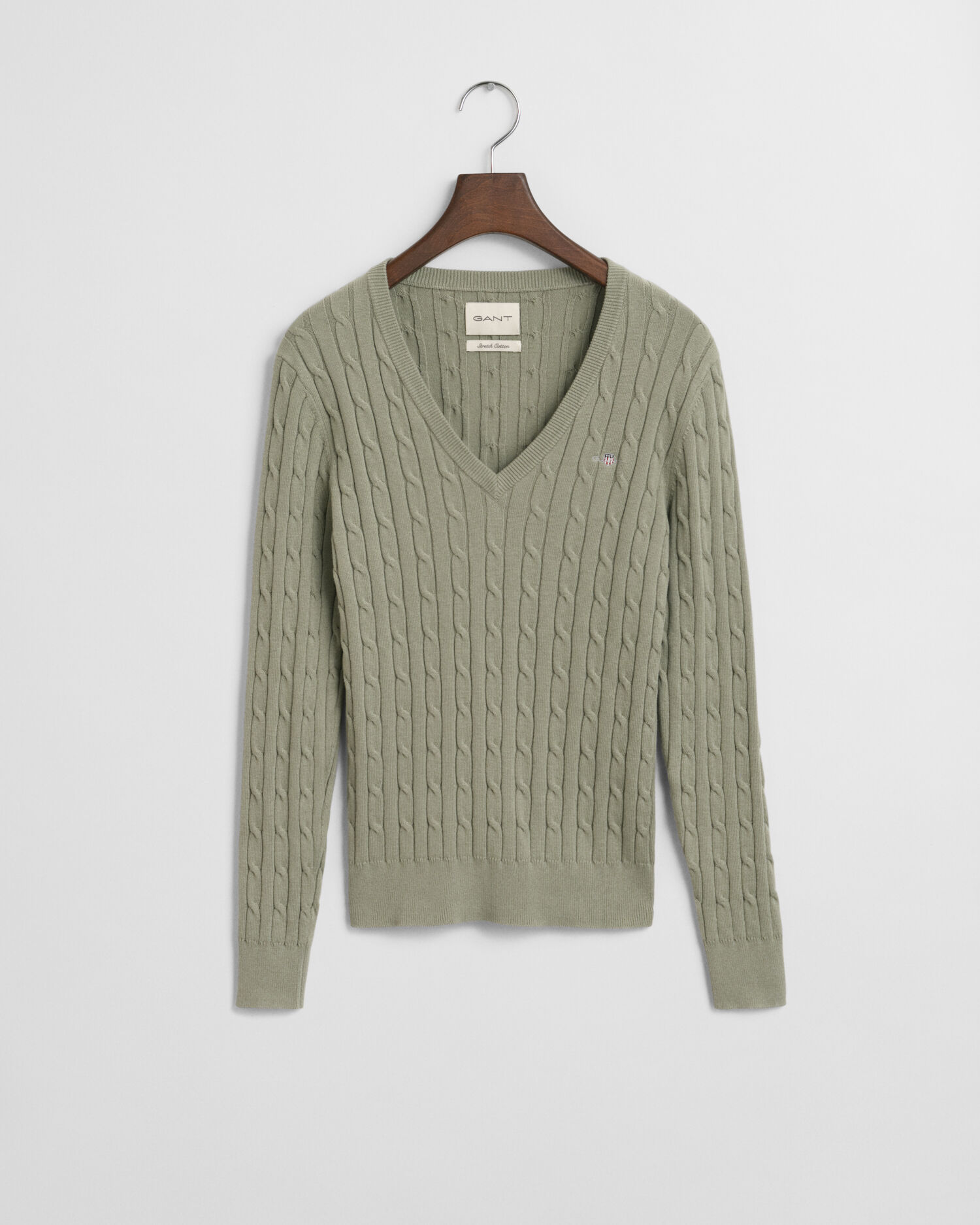 V-Neck Pullover mit Zopfmuster