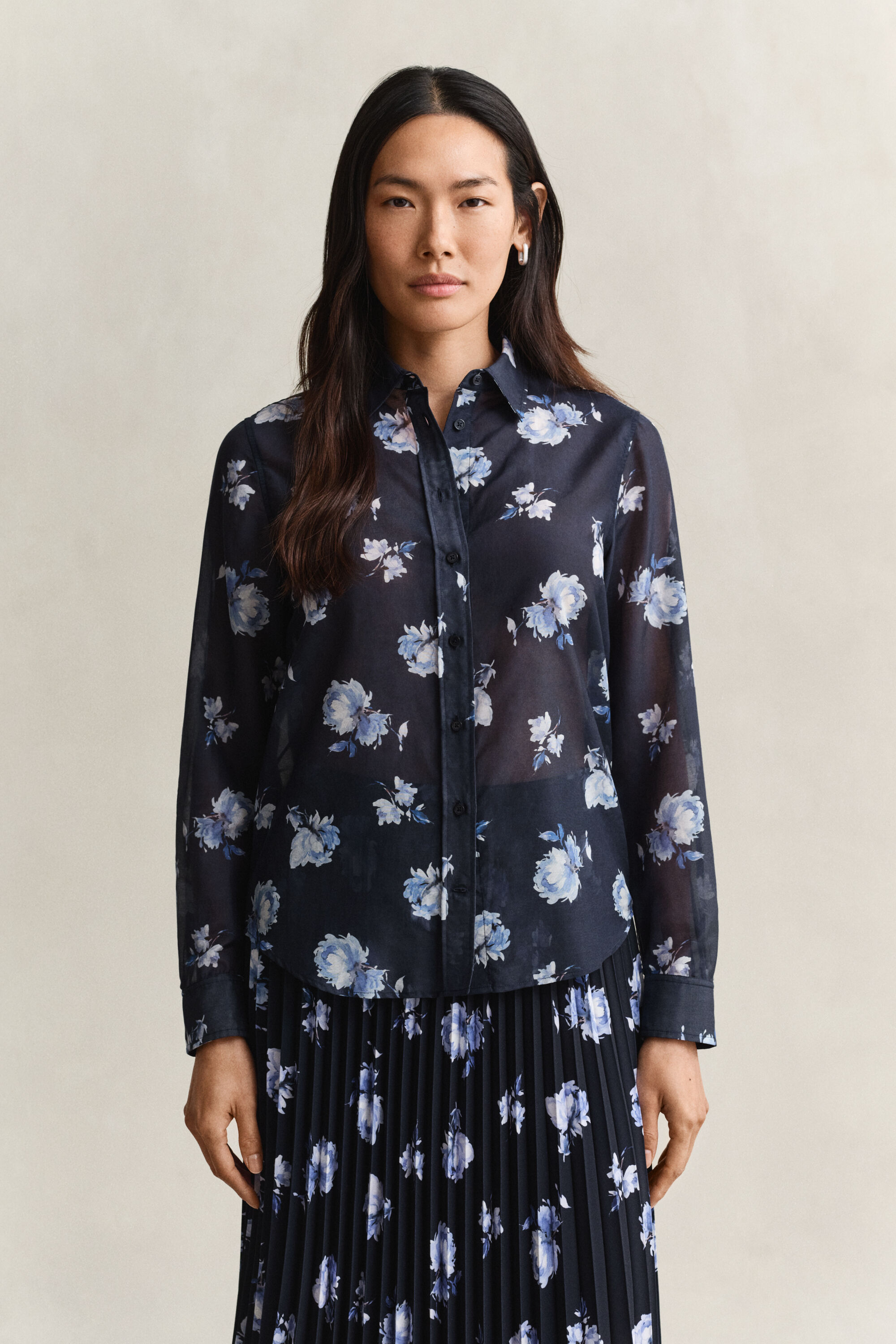 Bluse aus Baumwoll-Seiden-Mix mit Blumenprint