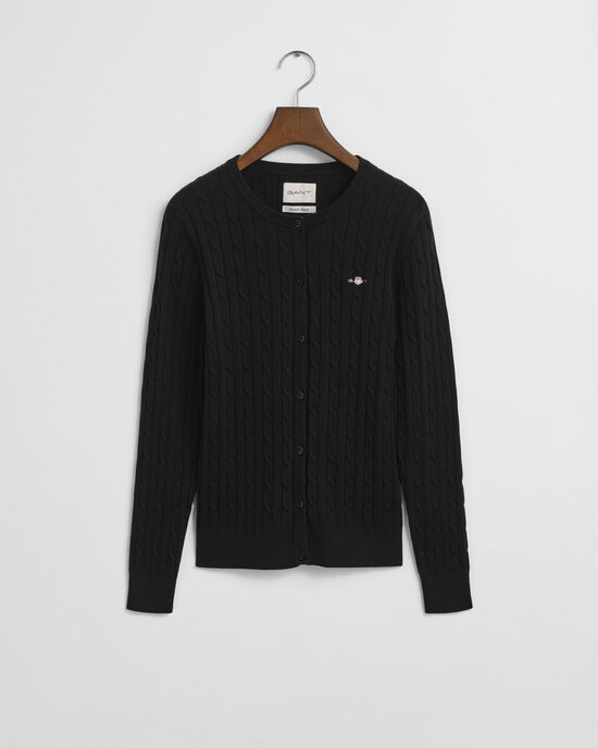 Strickjacke aus Stretch-Baumwolle mit Zopfmuster