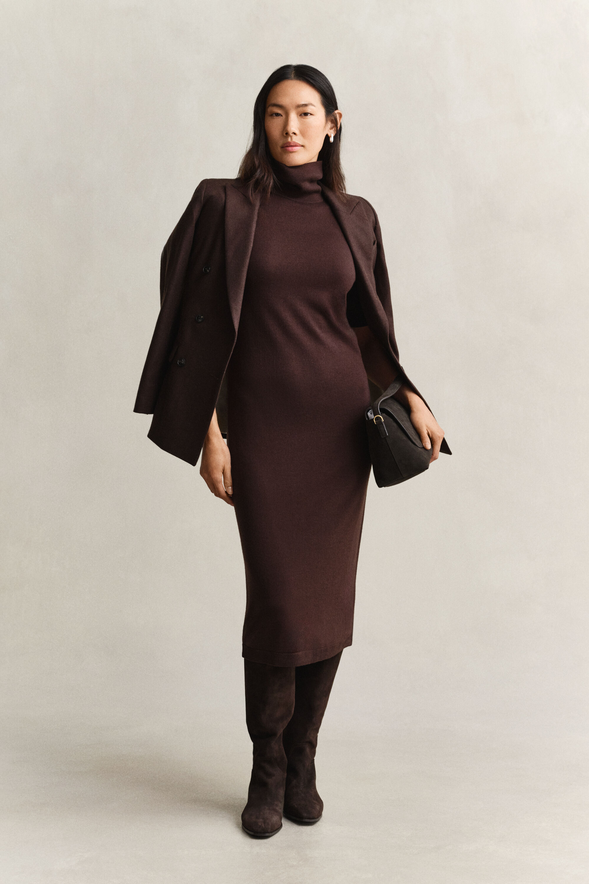 Rollkragenkleid aus Merinowolle