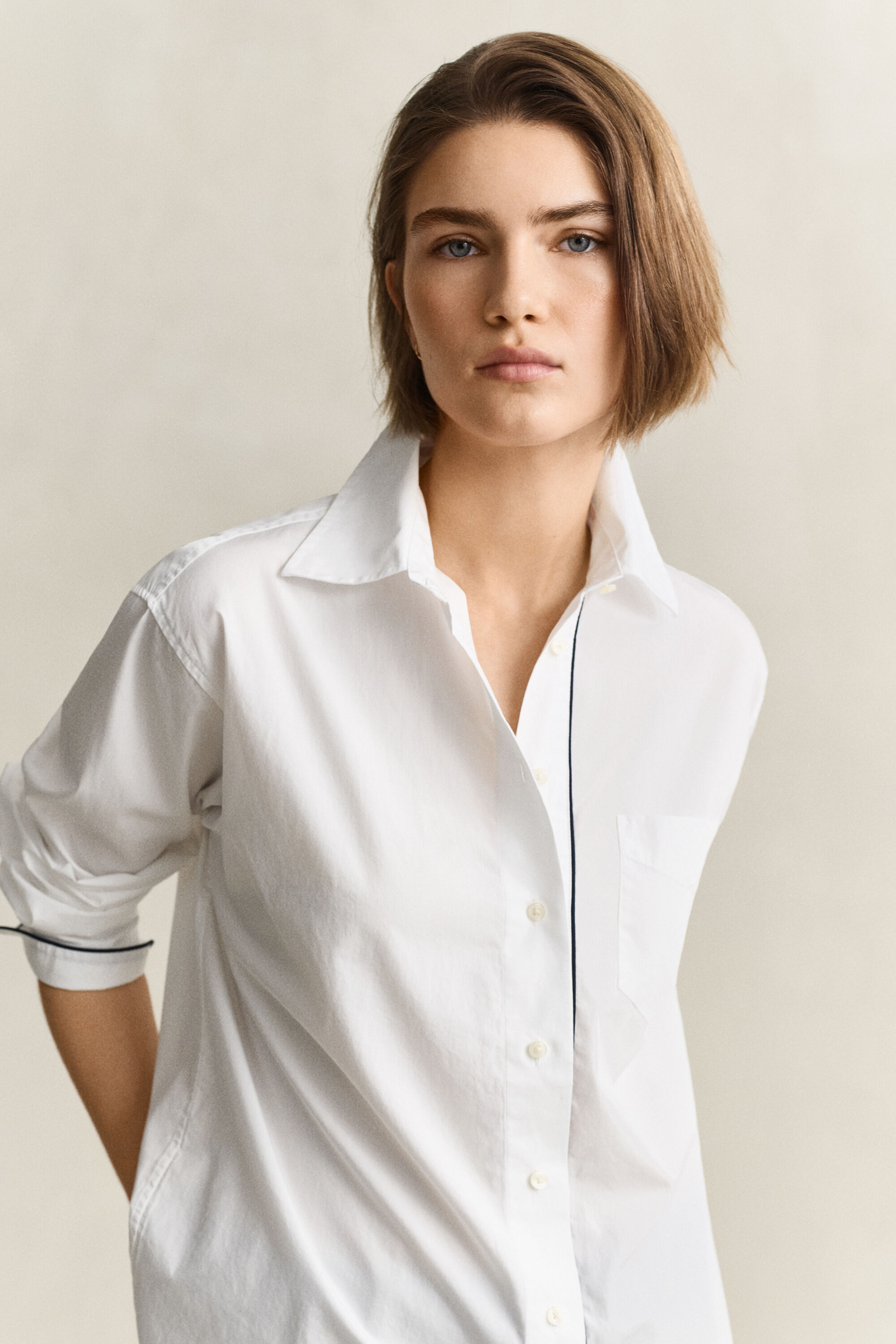 Bluse mit Paspeln