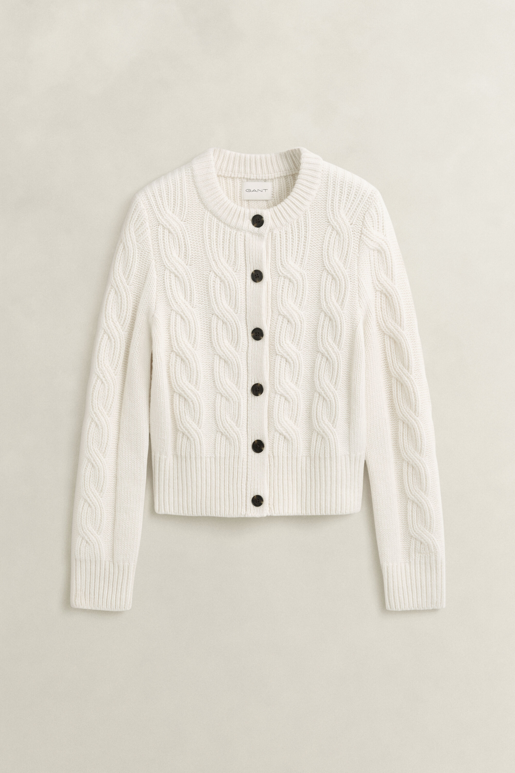 Strickjacke mit Zopfmuster aus Wollmix
