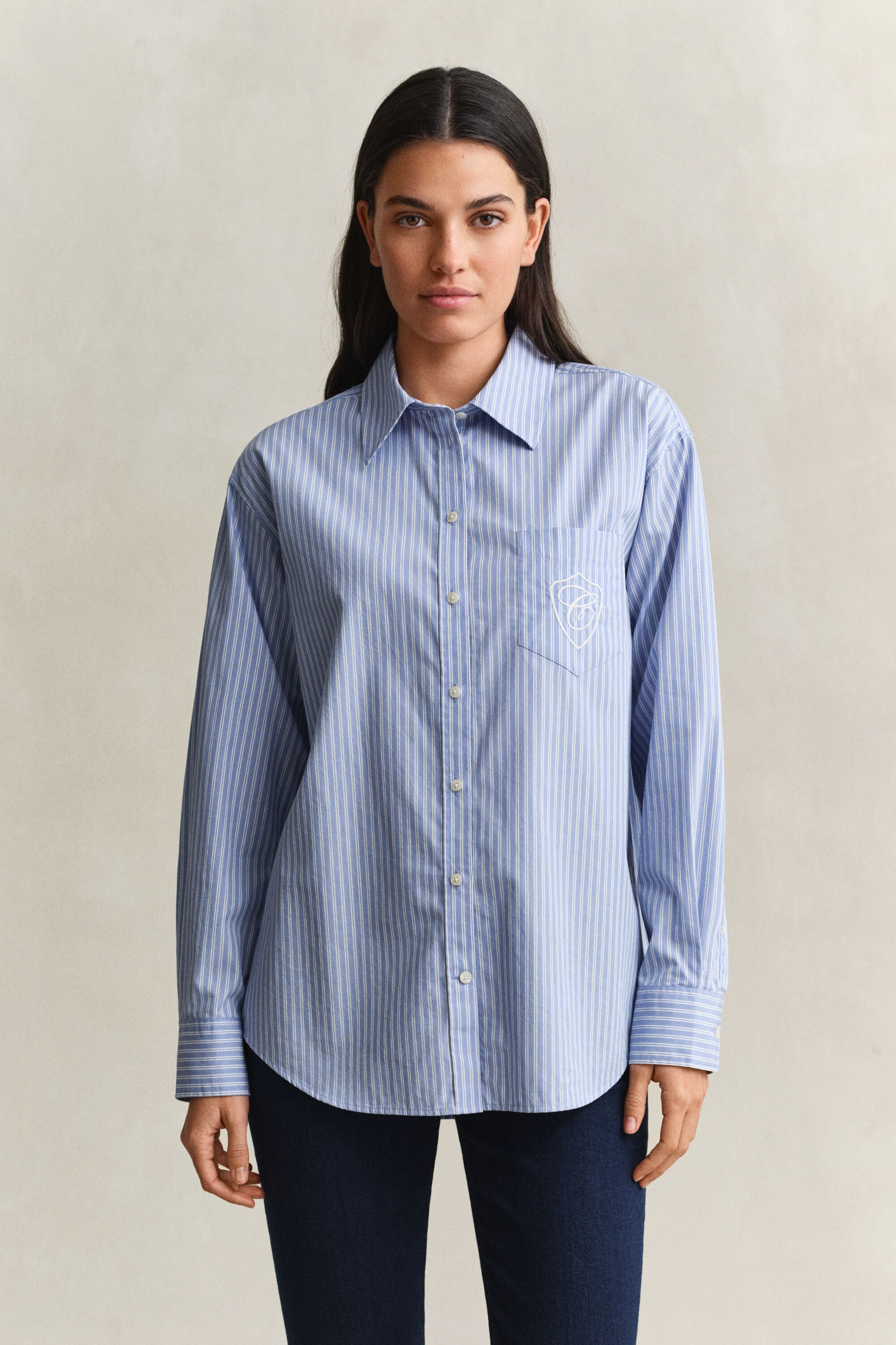 Relaxed Fit Classic Popeline-Bluse mit Streifen