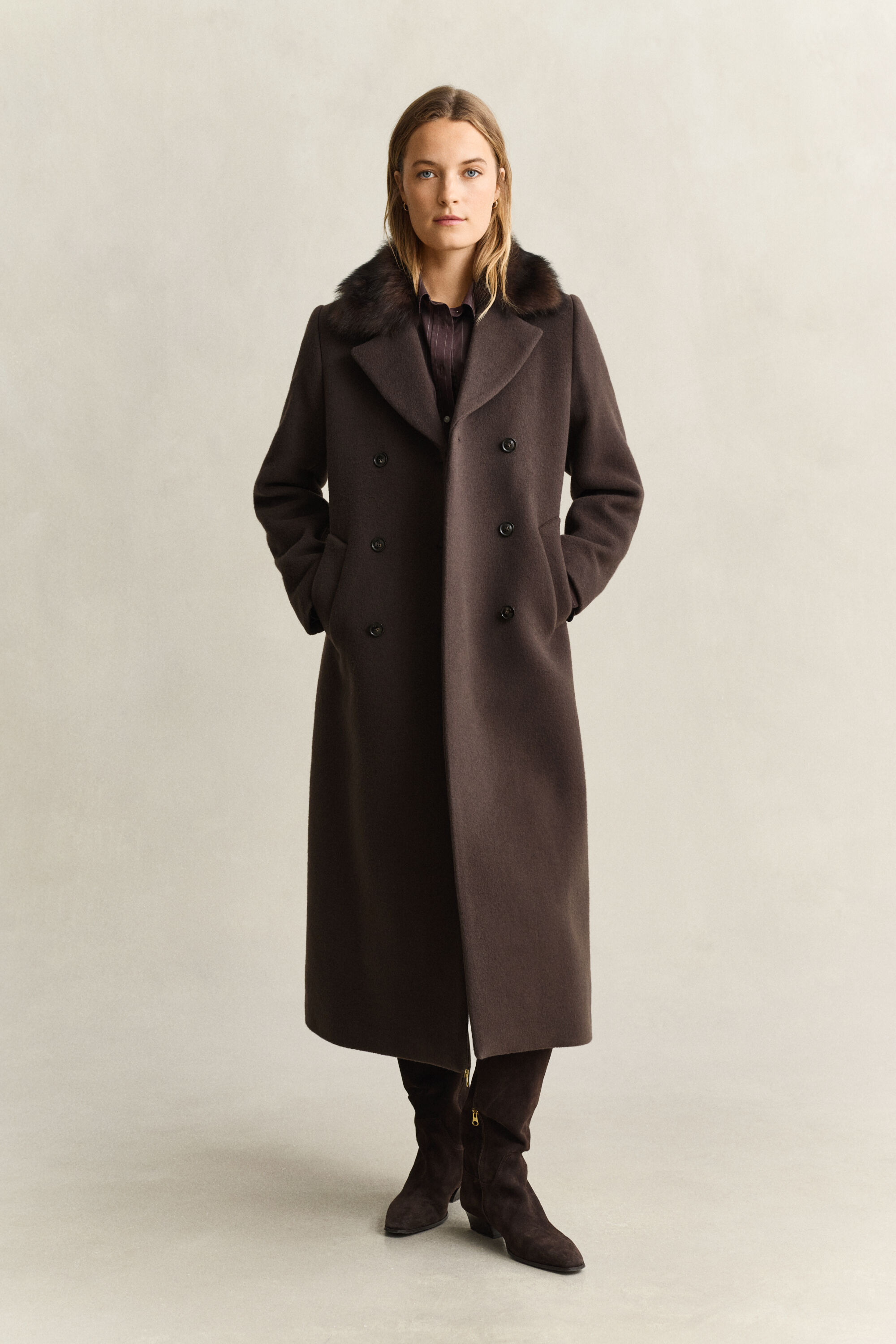 Mantel mit Shearling-Kragen