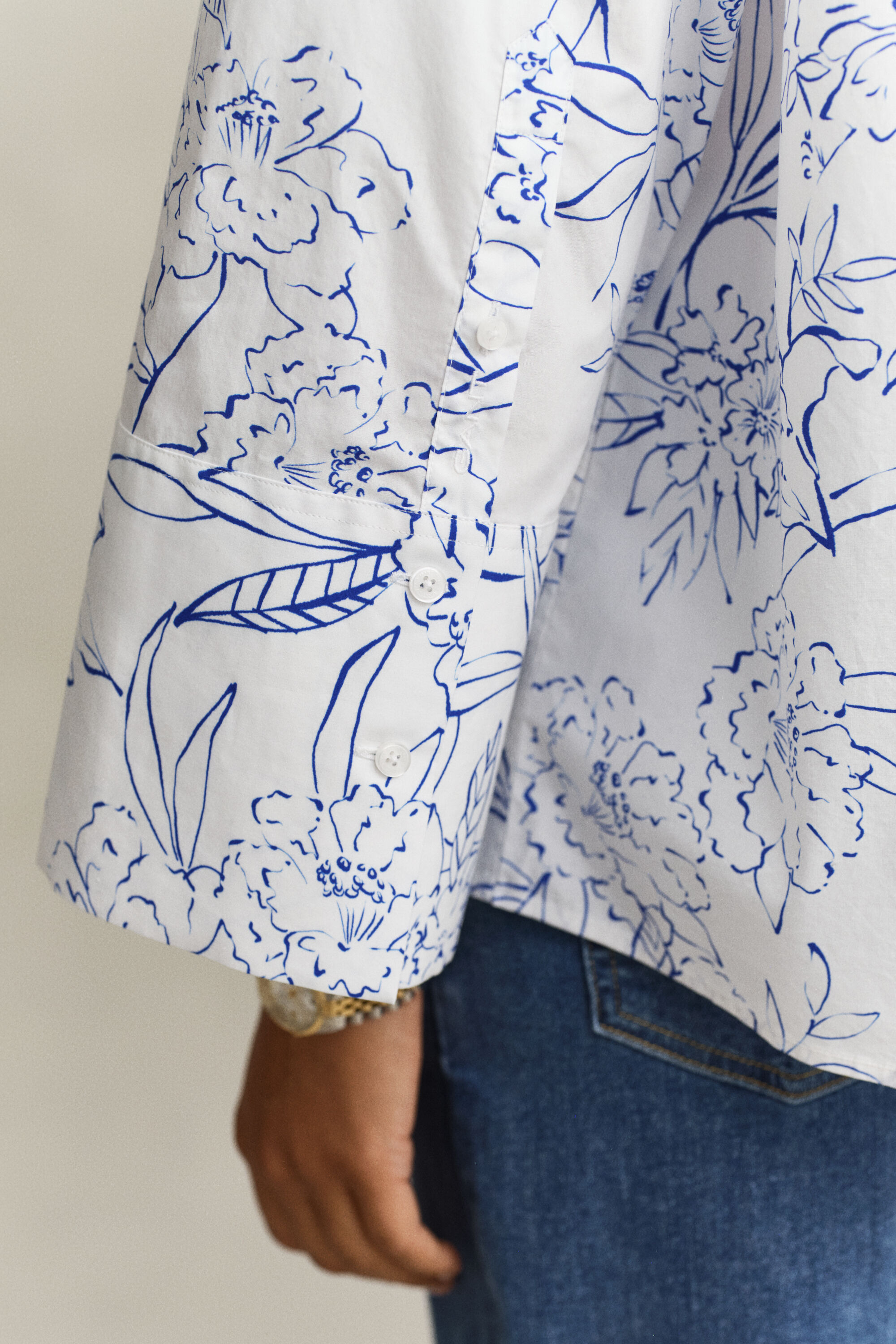 Geblümte Popeline-Bluse