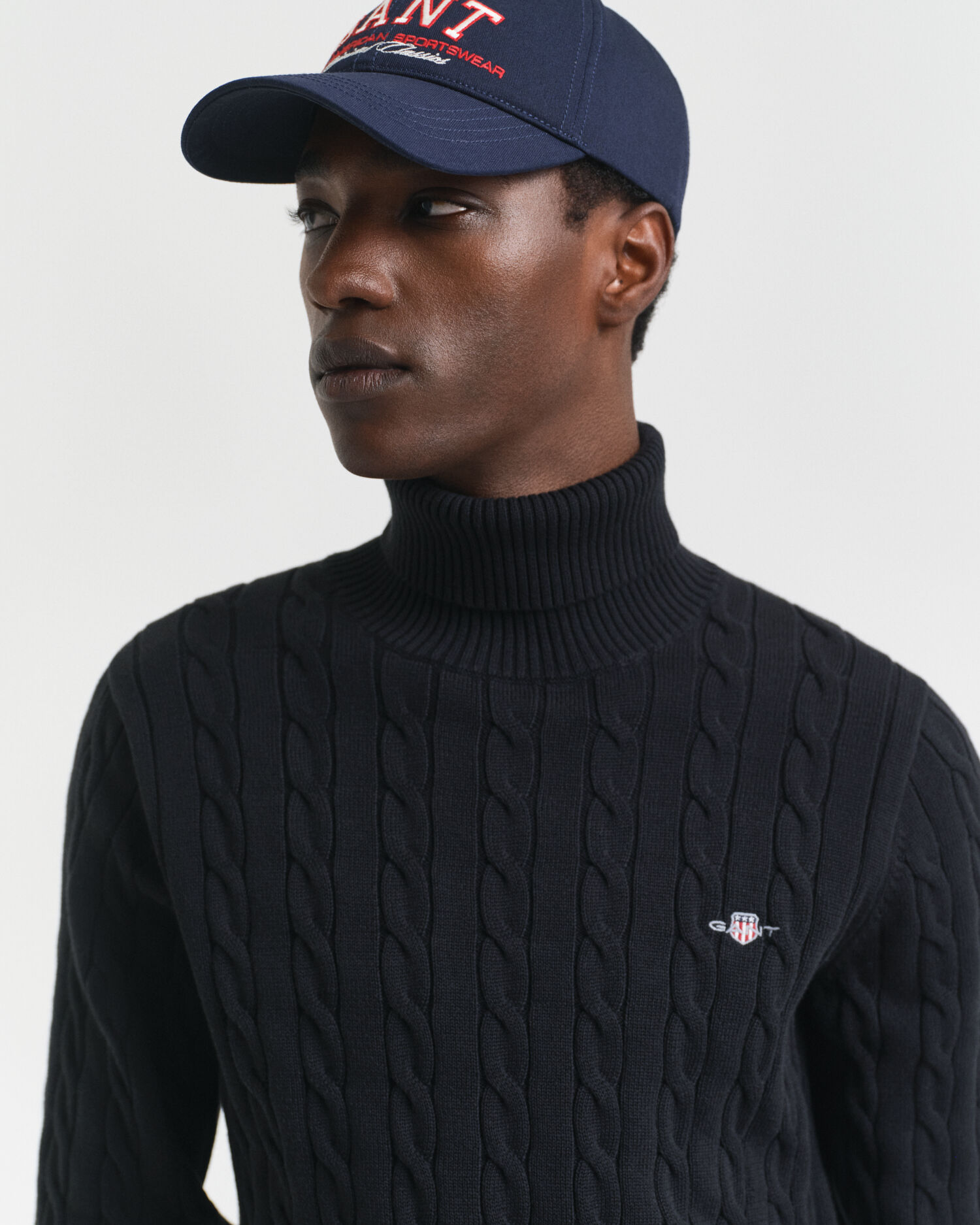 Zopfstrick Rollkragenpullover aus Baumwolle