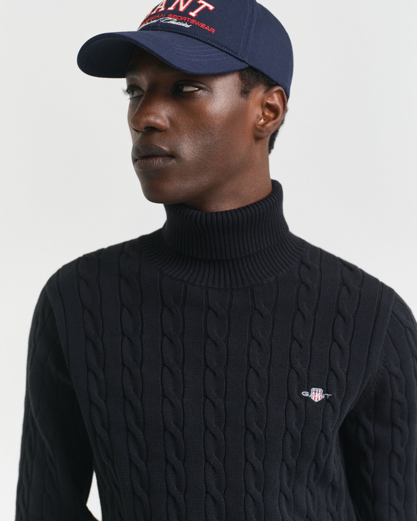 Zopfstrick Rollkragenpullover aus Baumwolle