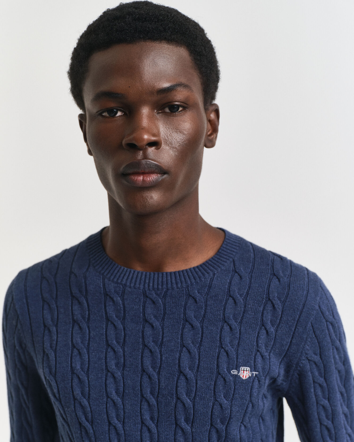 Zopfstrick Rundhalspullover aus Baumwolle