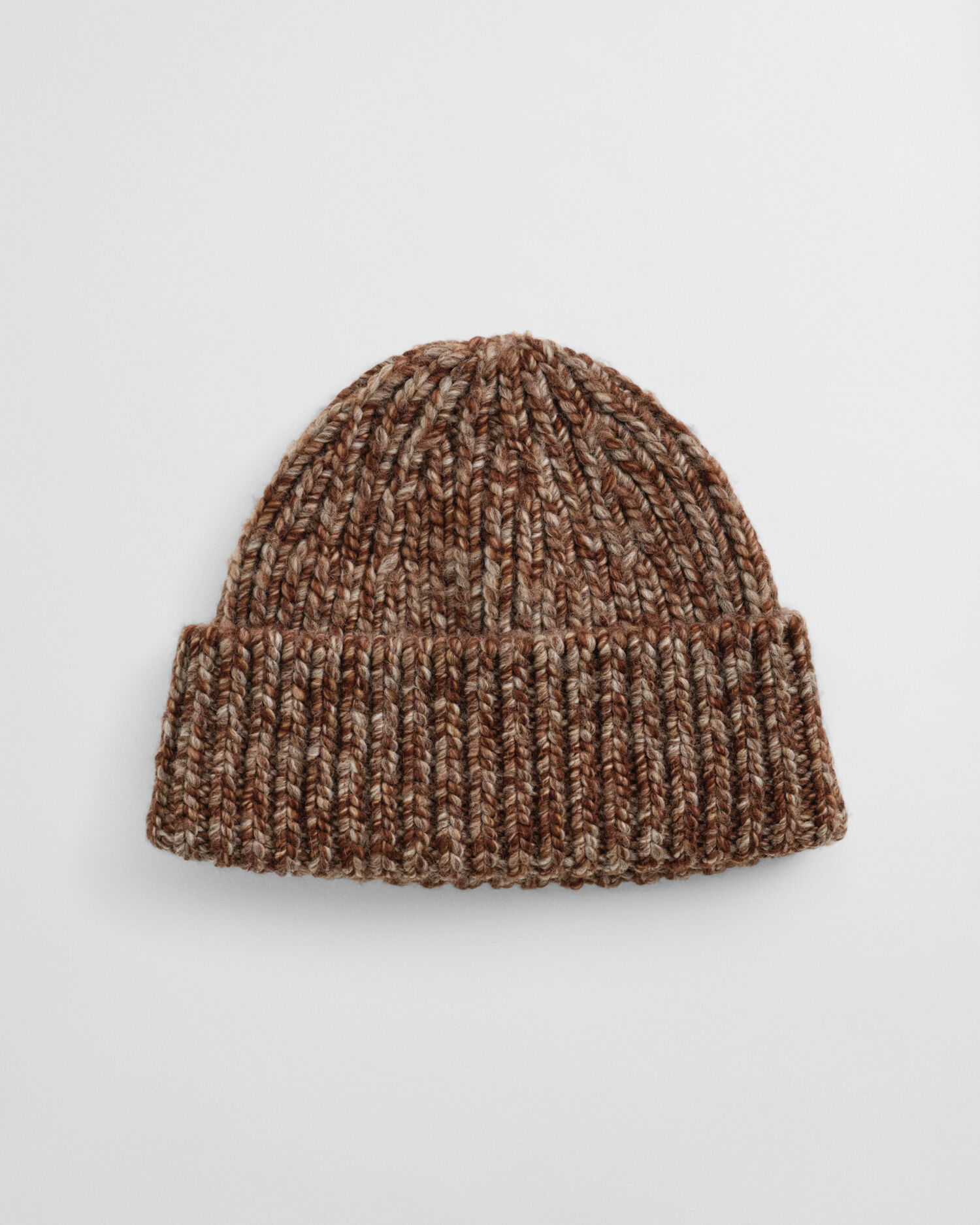 Gerippte Beanie aus Melange-Wollgarn