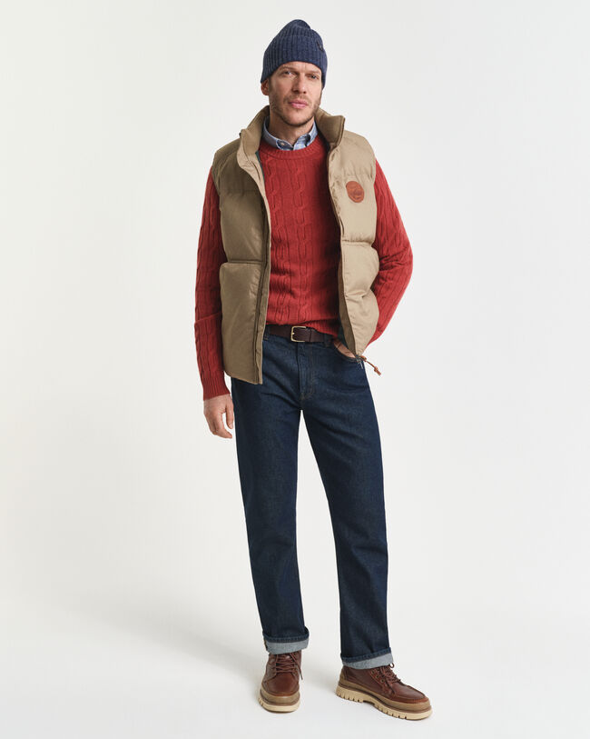 Lambswool Zopfstrick Rundhalspullover