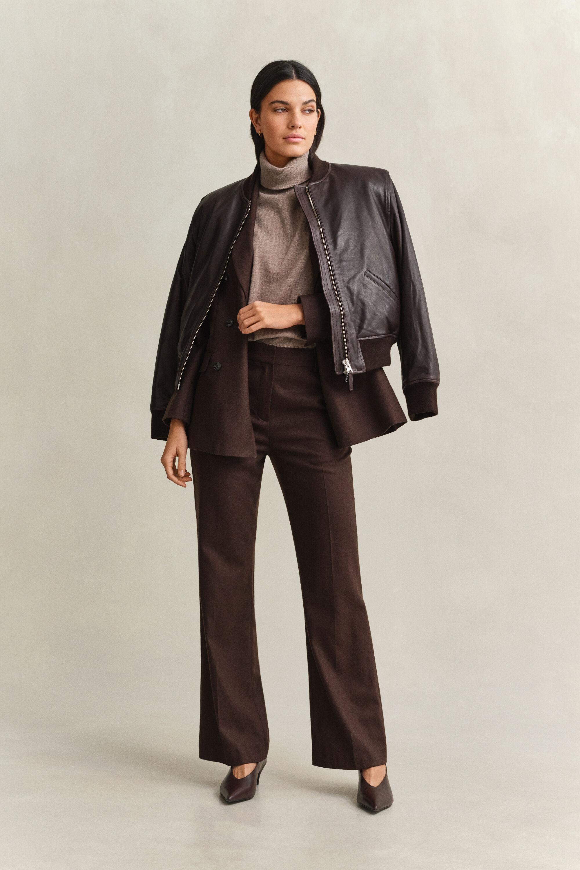 Ausgestellte Slim Fit Flanellhose