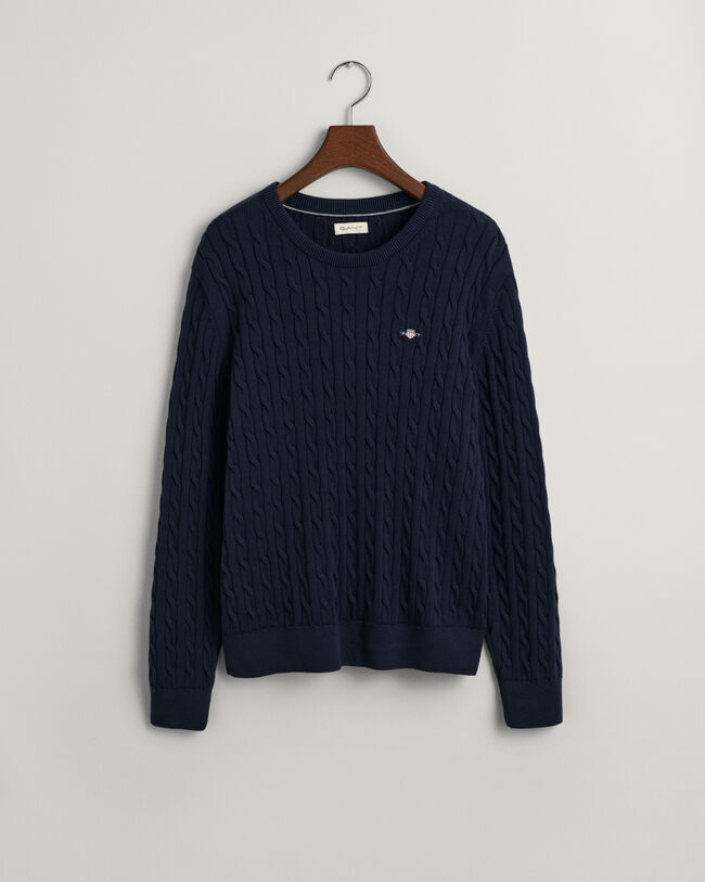 Teens Shield Zopfstrick Rundhalspullover aus Baumwolle