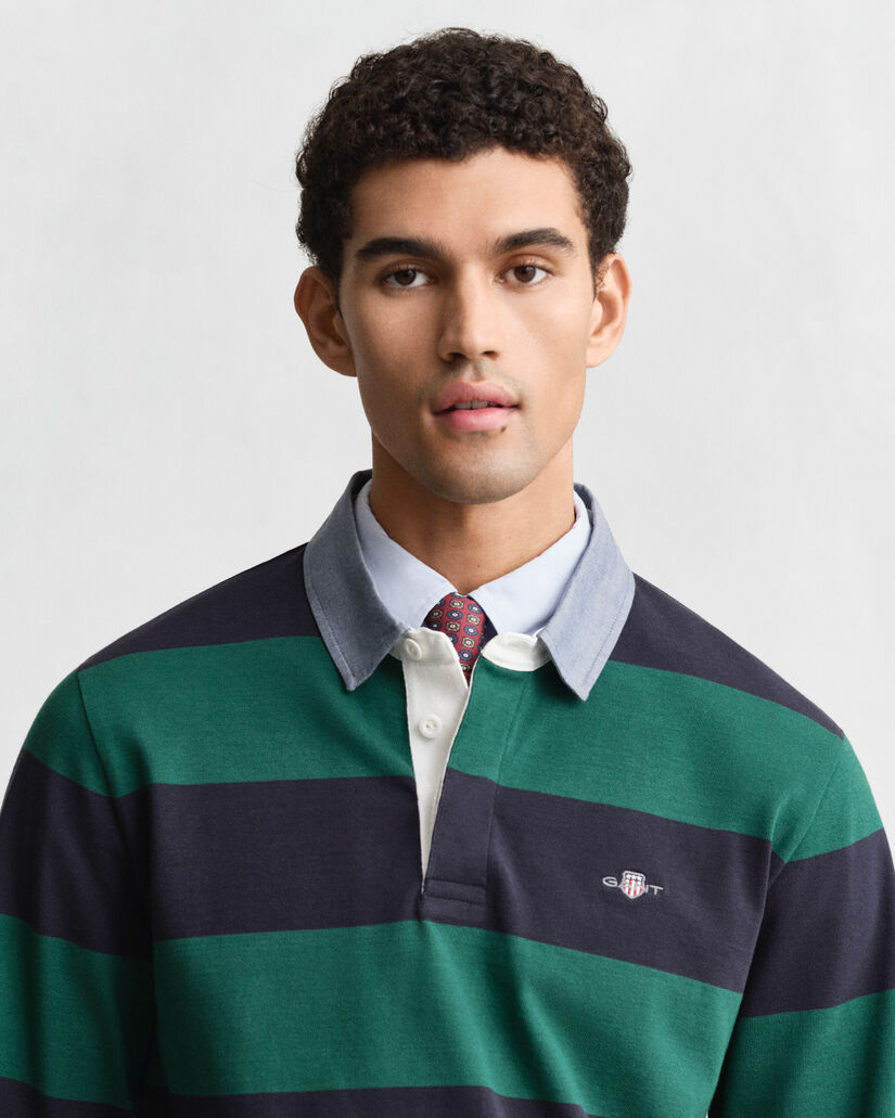 Gestreiftes Heavy Rugger mit Chambray-Kragen