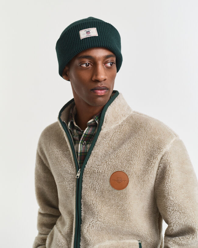 Gerippte Beanie aus Baumwollgemisch