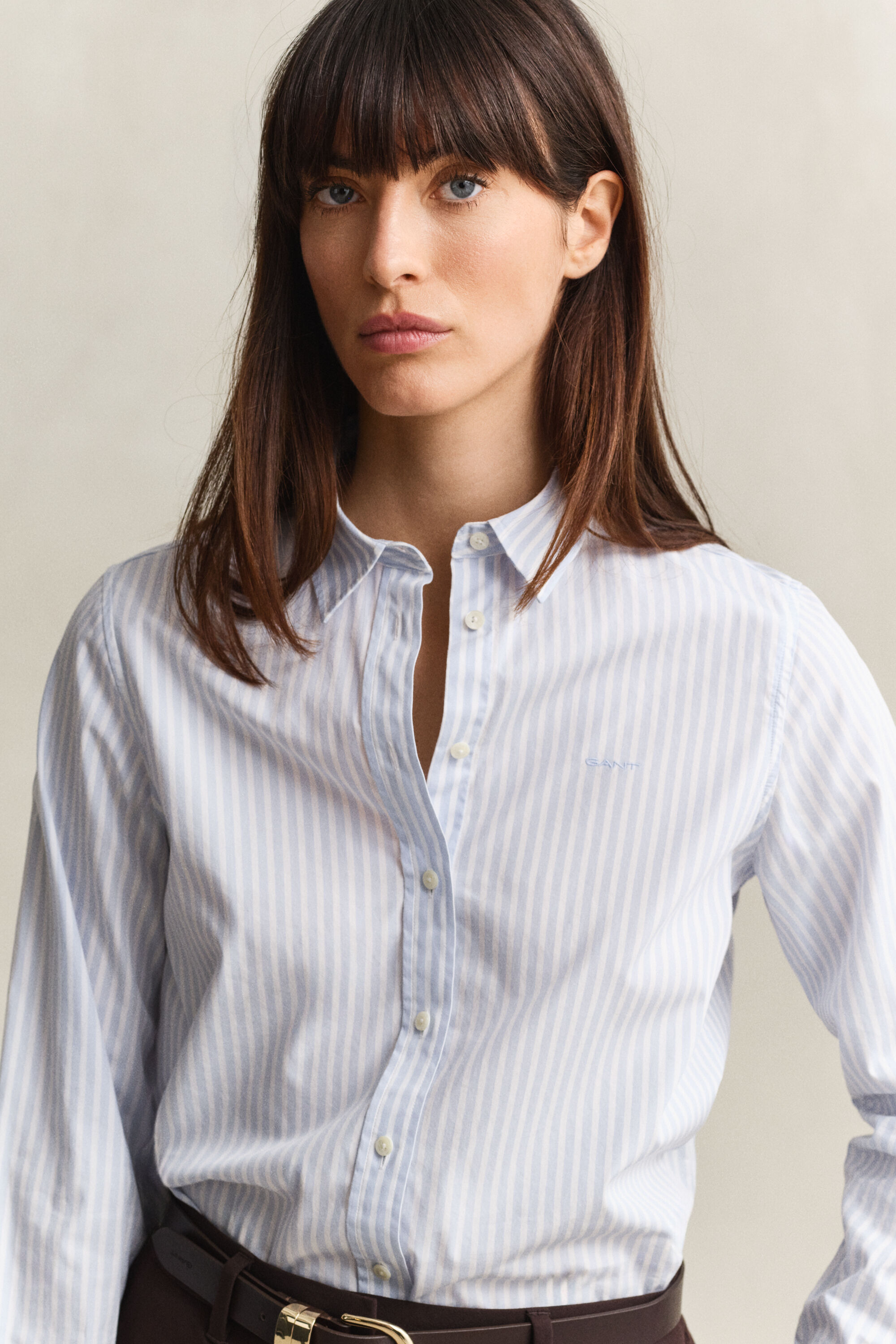 Popeline-Bluse im Regular Fit mit Streifen