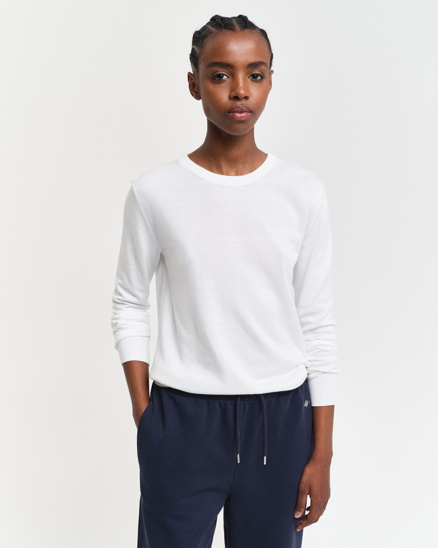 Feinstrick Rundhalspullover