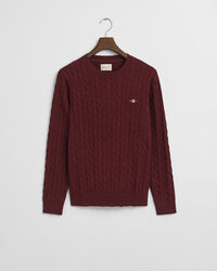 Zopfstrick Rundhalspullover aus Baumwolle