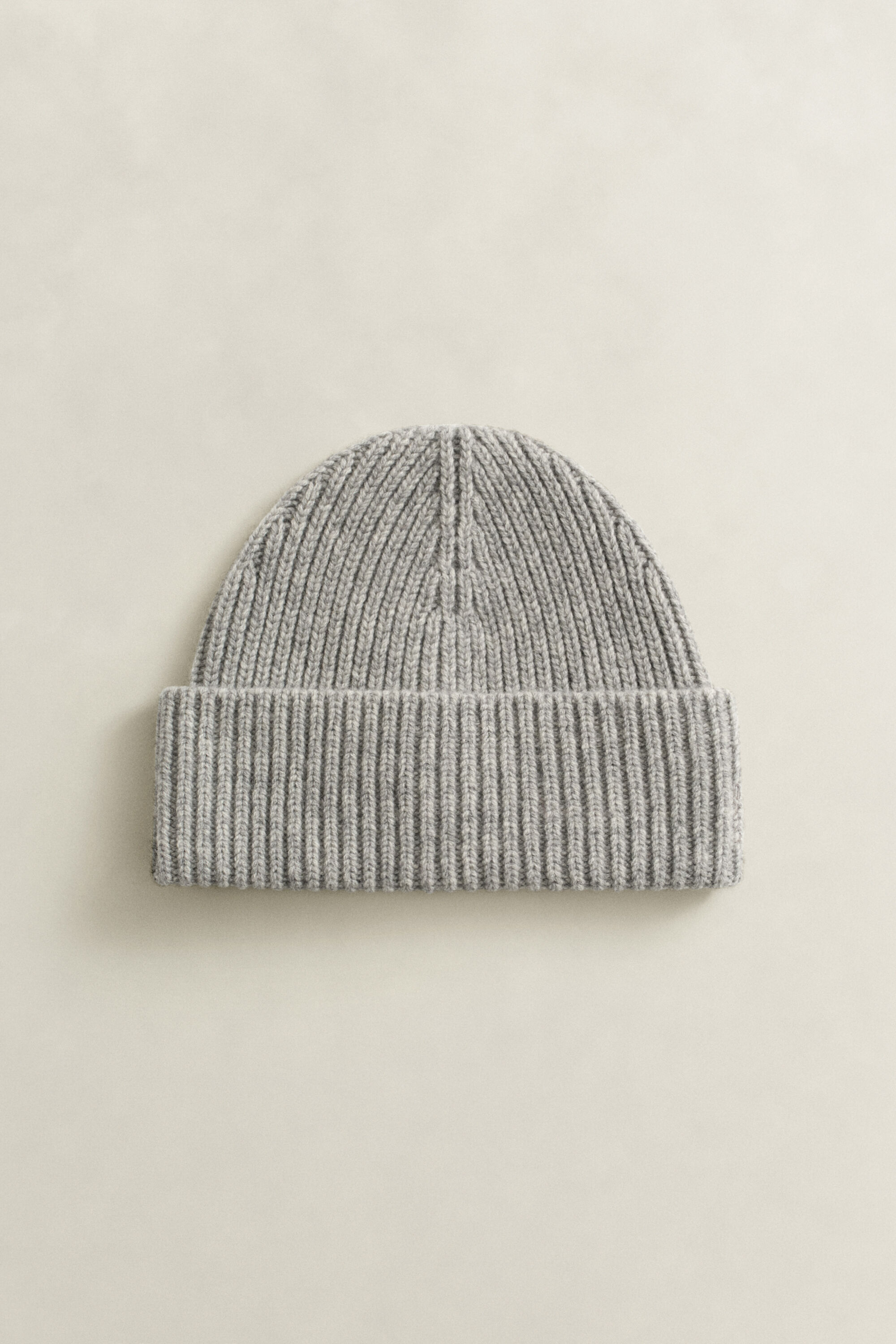 Gerippte Beanie aus Woll-Kaschmir-Mix