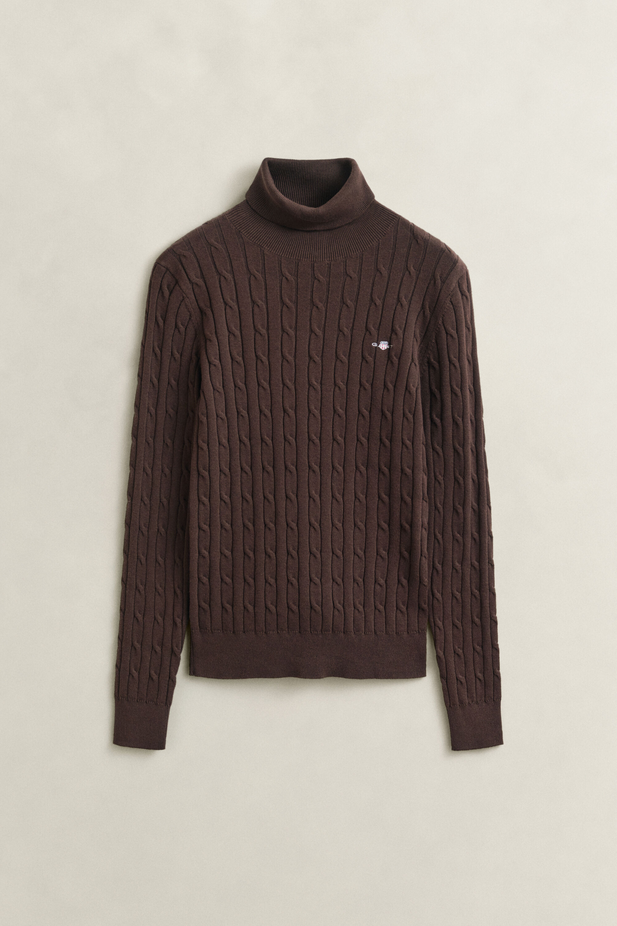 Zopfstrick Rollkragenpullover aus Stretch-Baumwolle