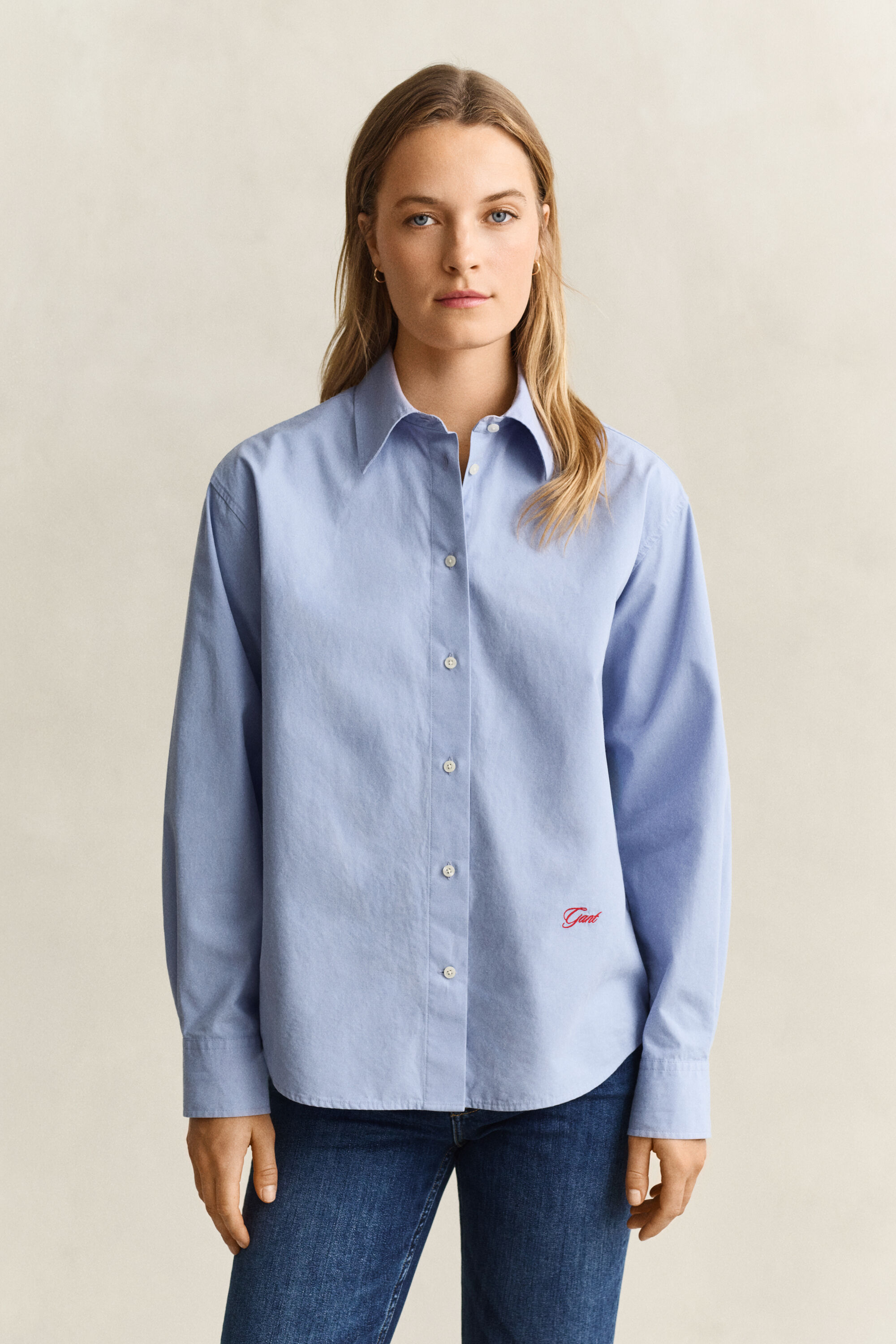 Relaxed Fit Popeline-Bluse
