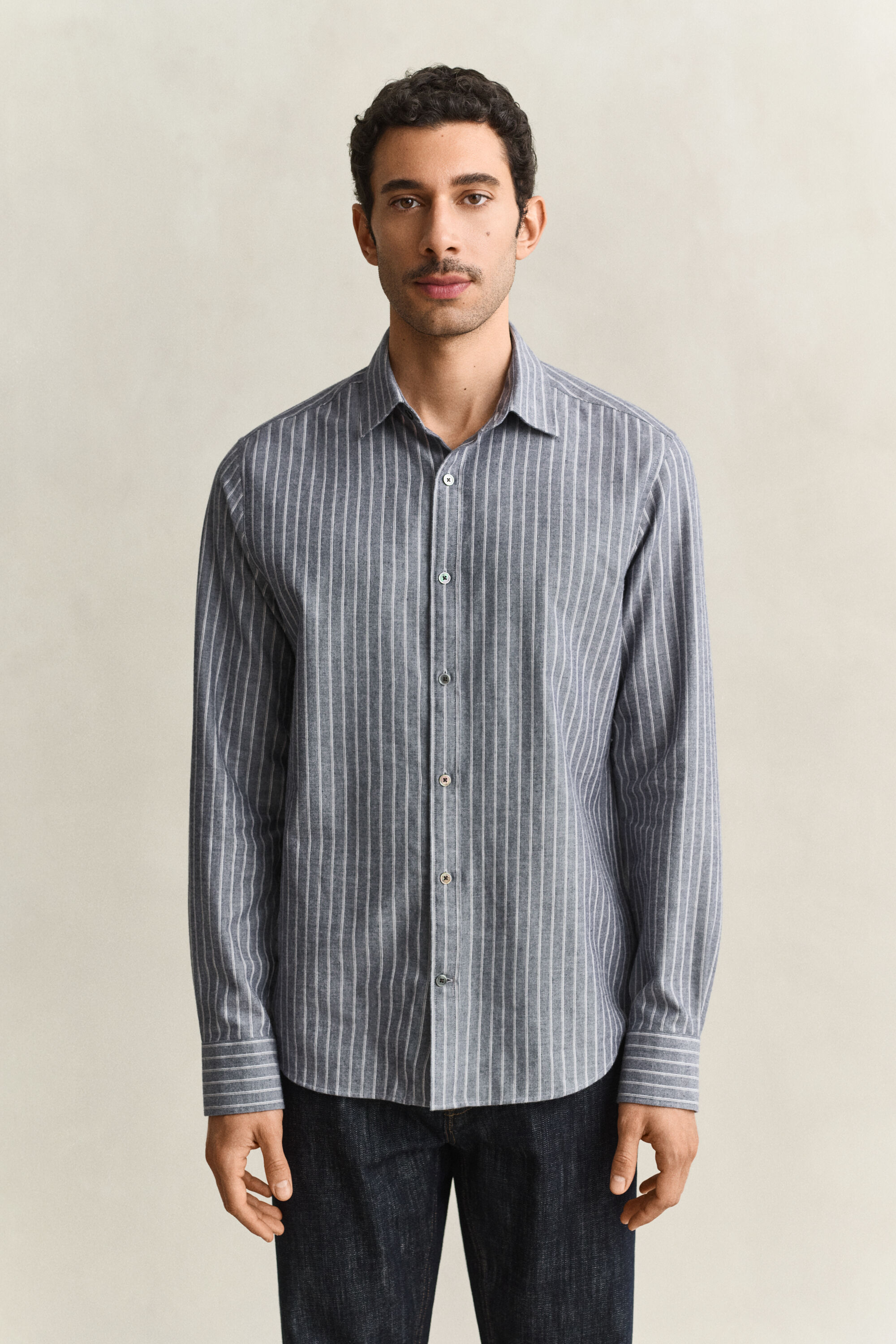 Gestreiftes Flanellhemd aus Melange-Garn