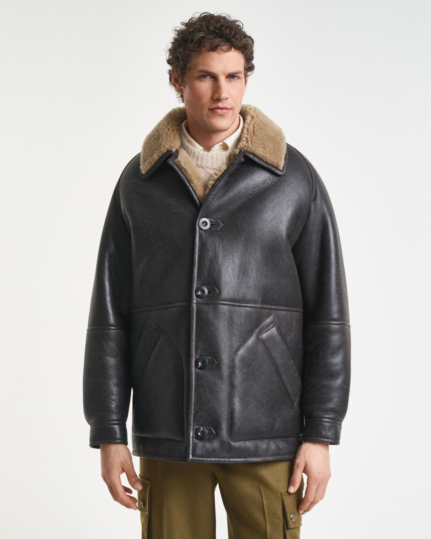 Shearling-Lederjacke