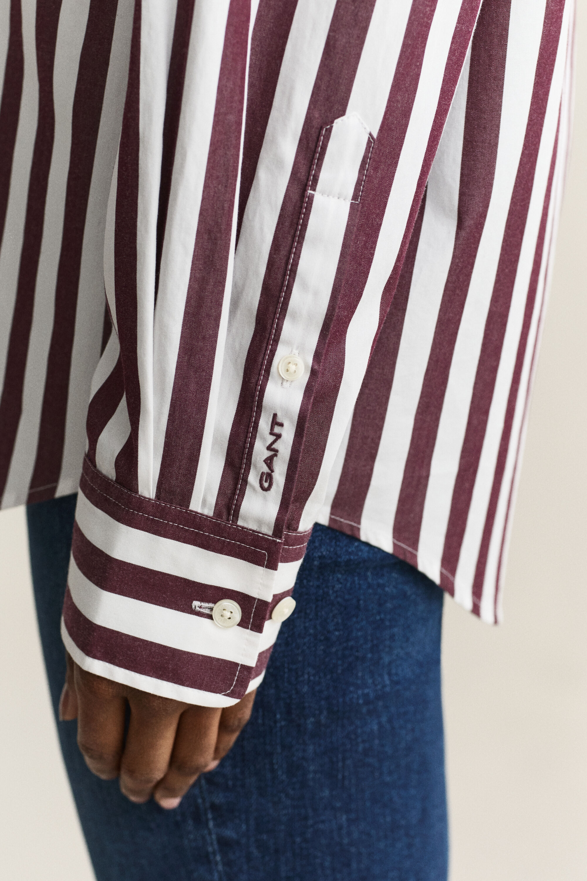 Relaxed Fit Popeline Bluse mit Streifen