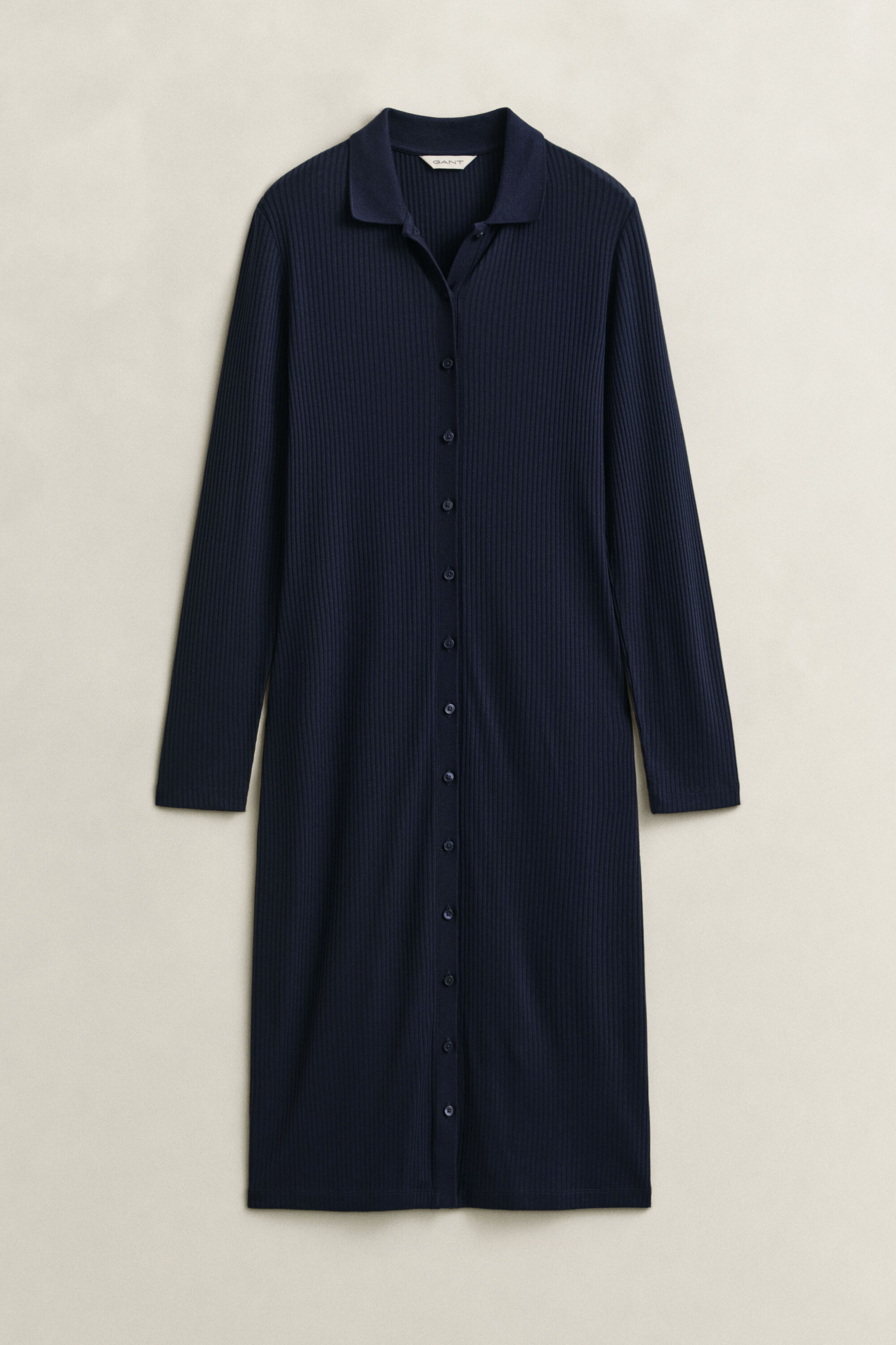Geripptes Slim Fit Polokleid