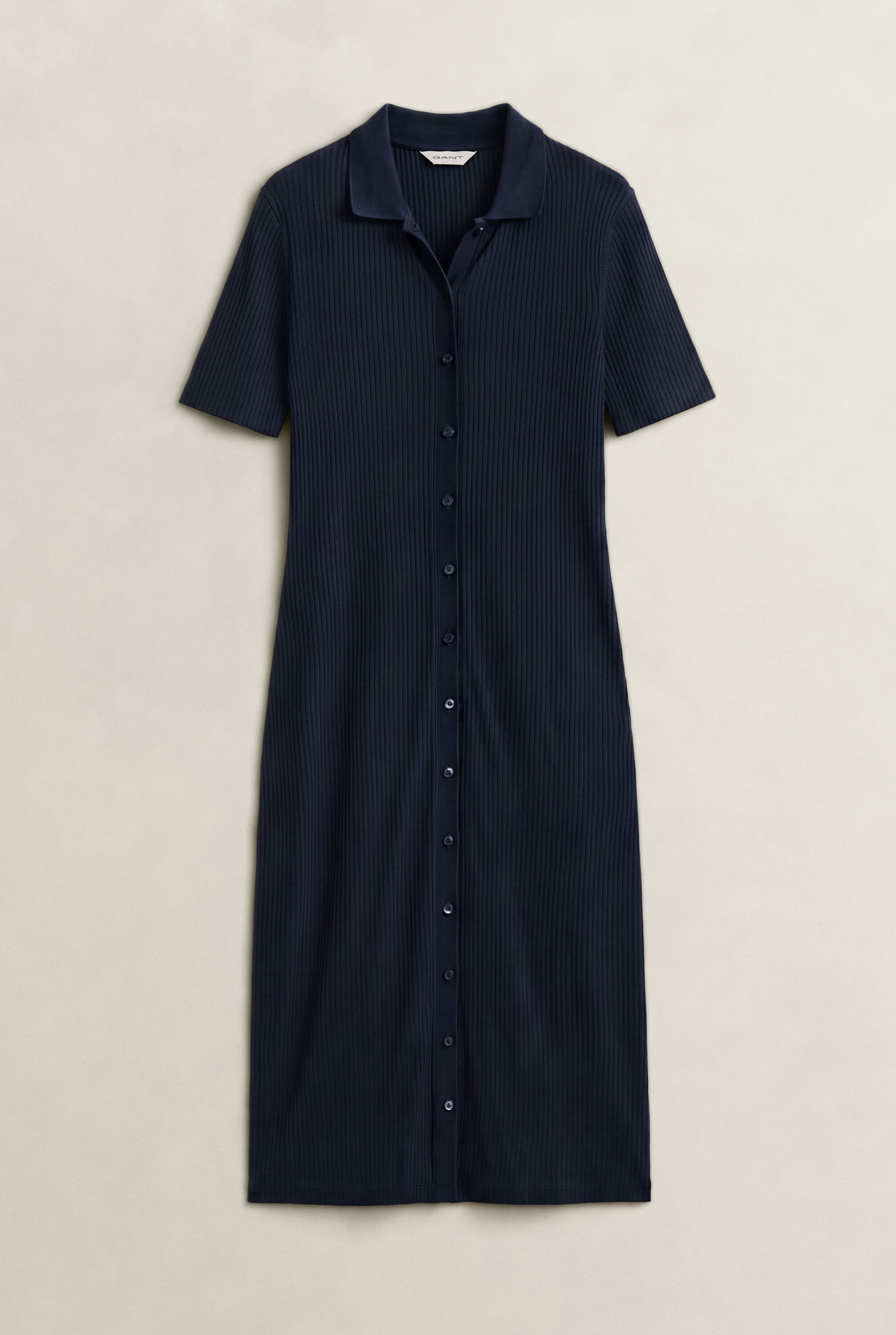 Geripptes Slim Fit Polokleid