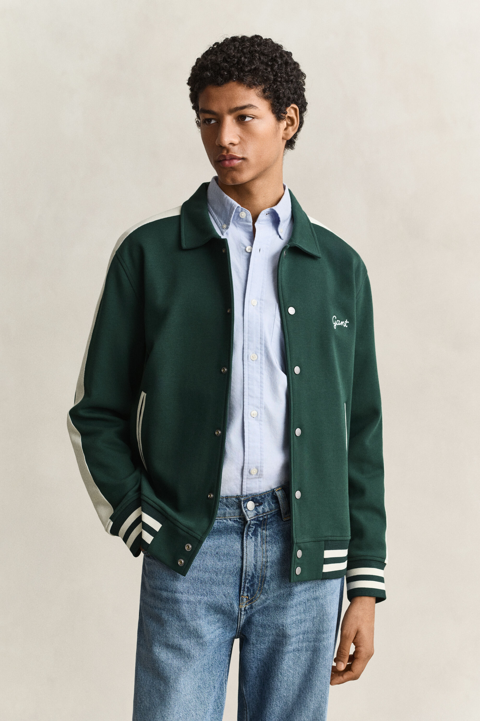 Interlock Jacke mit Knopfleiste