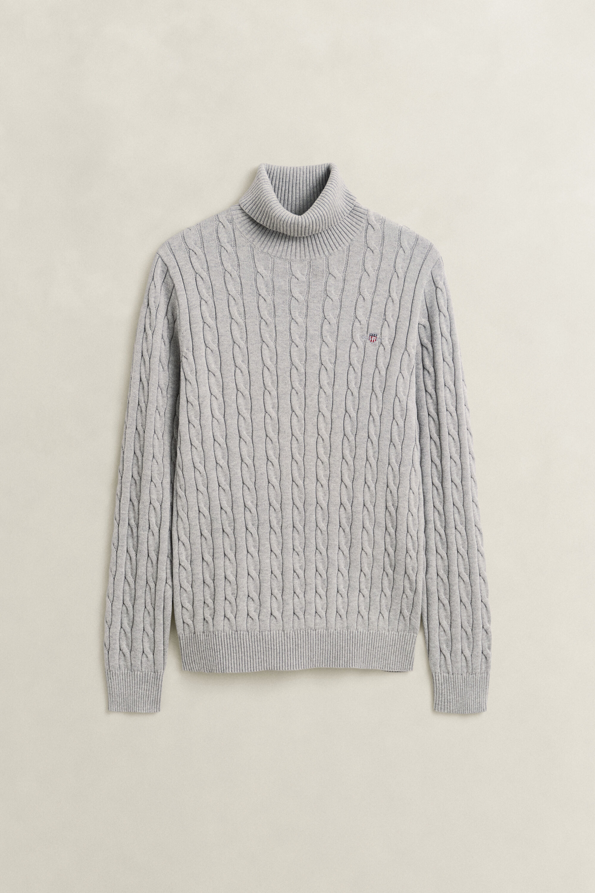 Zopfstrick Rollkragenpullover aus Baumwolle
